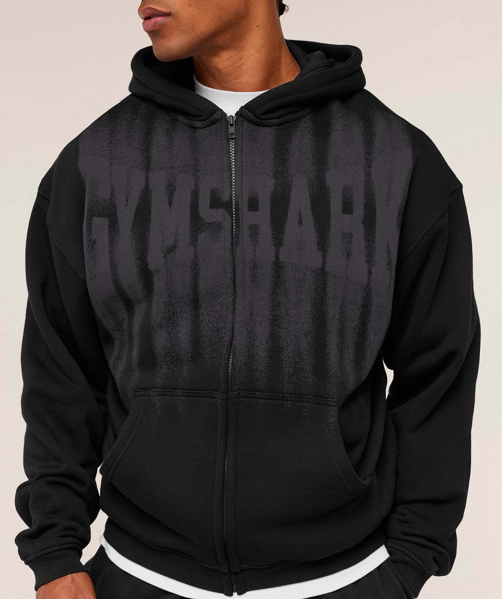 Gymshark Fade Graphic Zip Through Hoodie - GS Black - Image 4