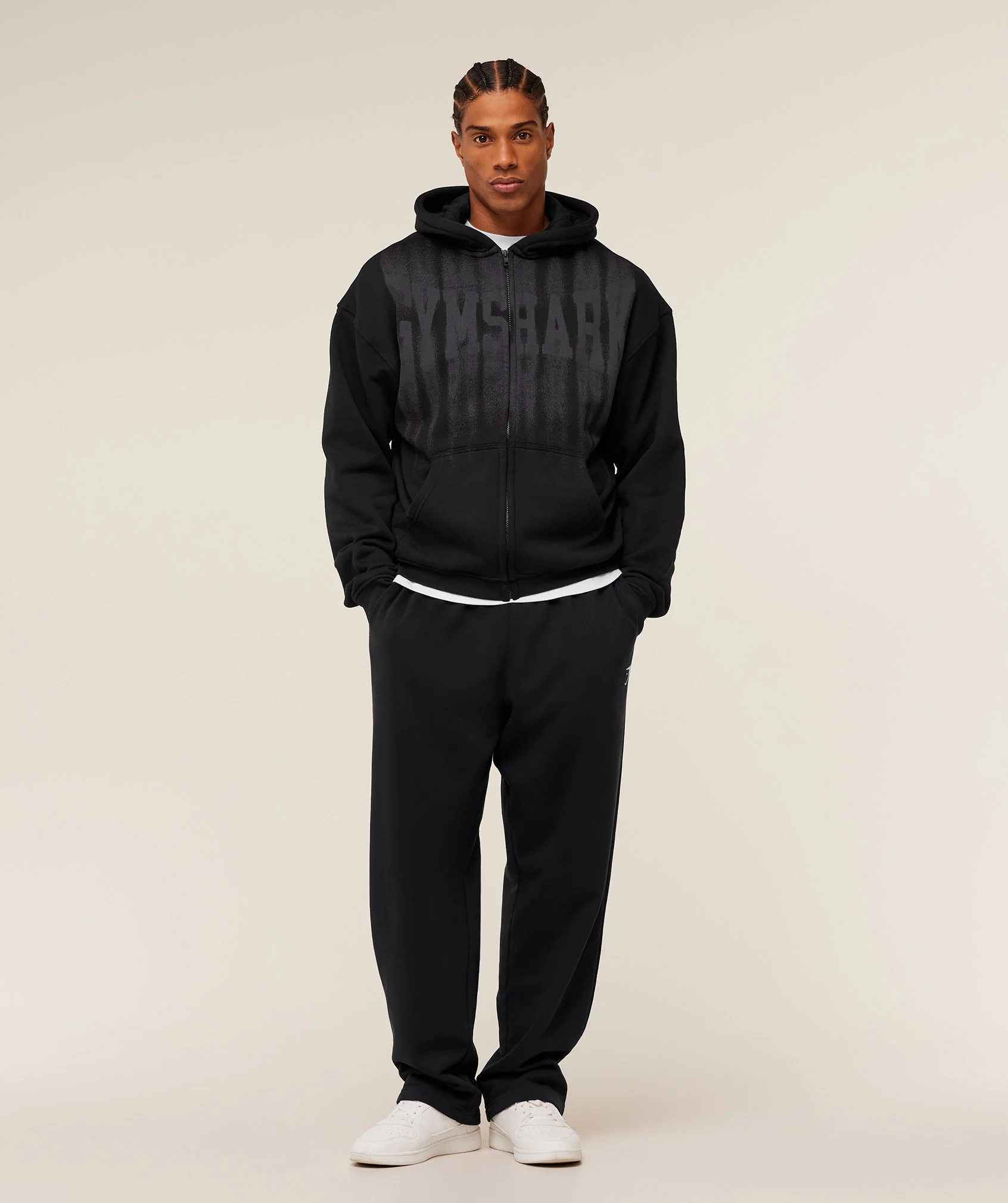 Gymshark Fade Graphic Zip Through Hoodie - GS Black - Image 5