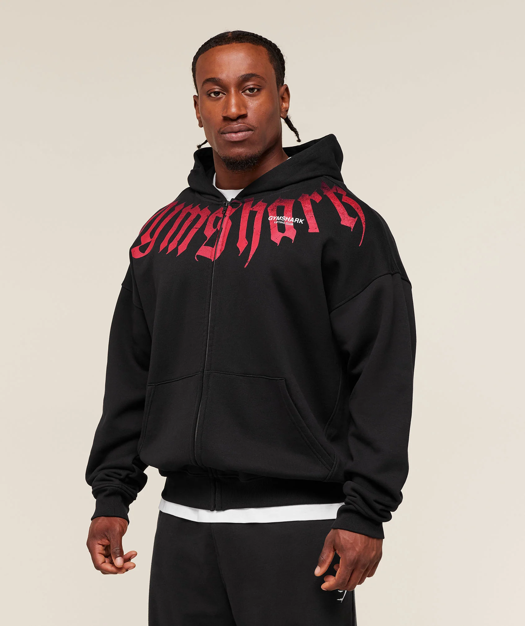 Gymshark Fade Graphic Zip Up Hoodie - Black - Image 3