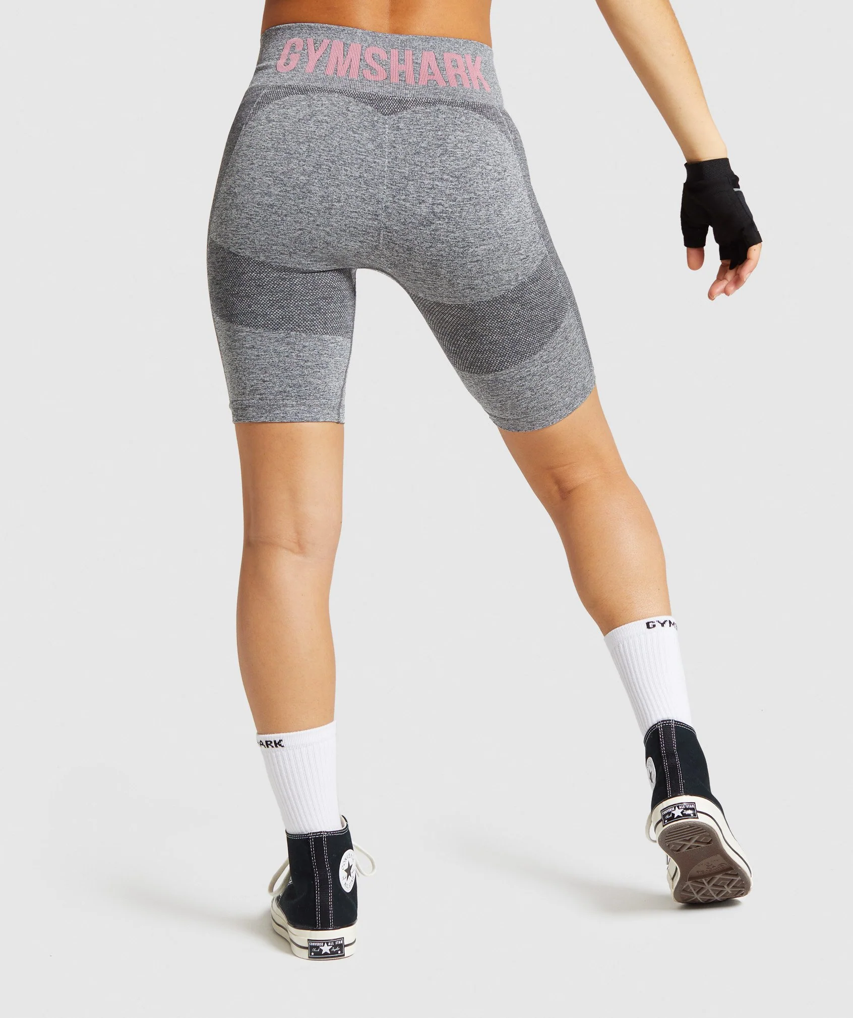 Gymshark Flex Cycling Shorts - Charcoal Marl/Pink - Image 2