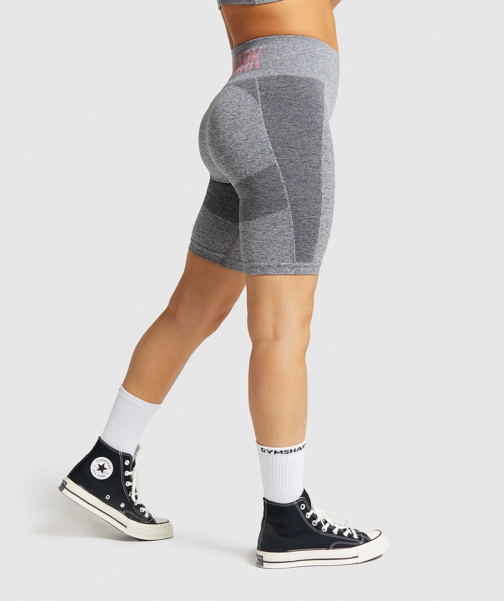 Gymshark Flex Cycling Shorts - Charcoal Marl/Pink - Image 3