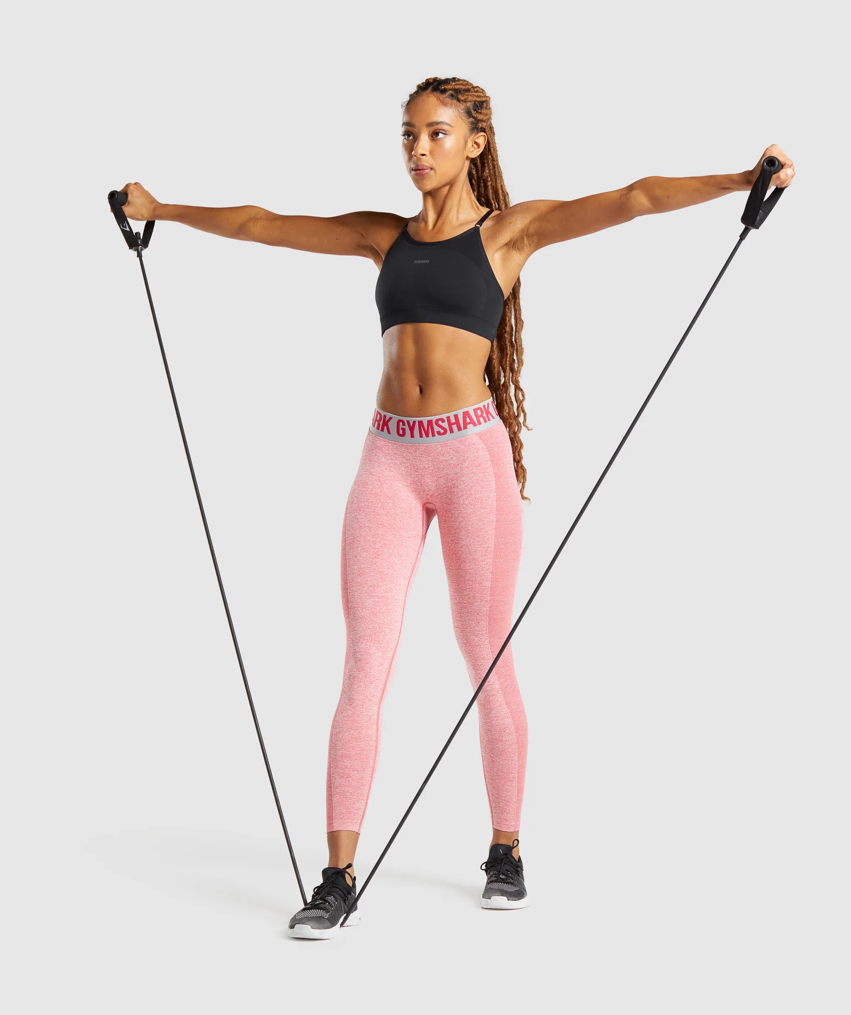 Gymshark Flex Low Rise Leggings - Red Marl/Light Grey - Image 4