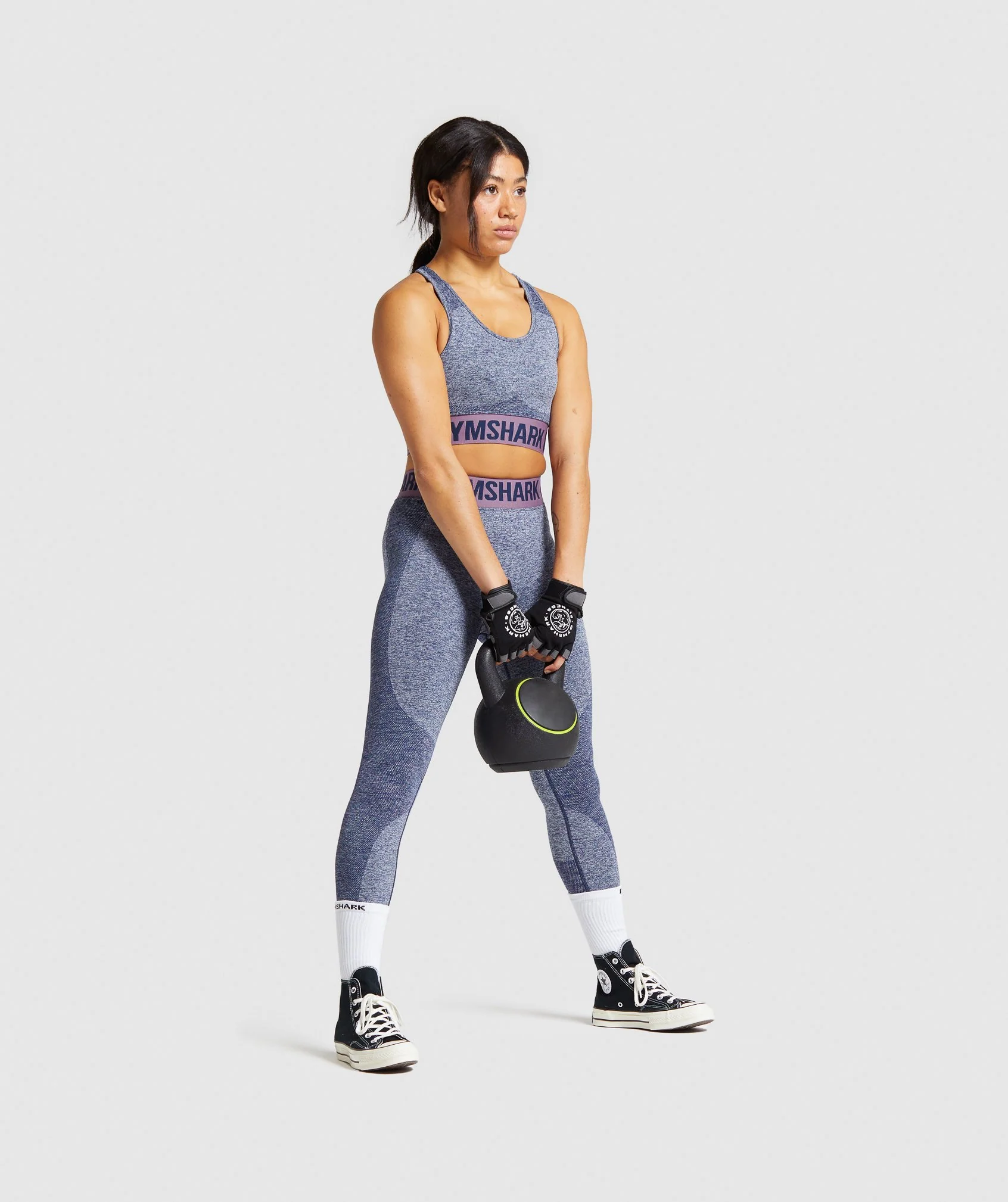 Gymshark Flex Sports Bra - Navy Marl/Purple - Image 4