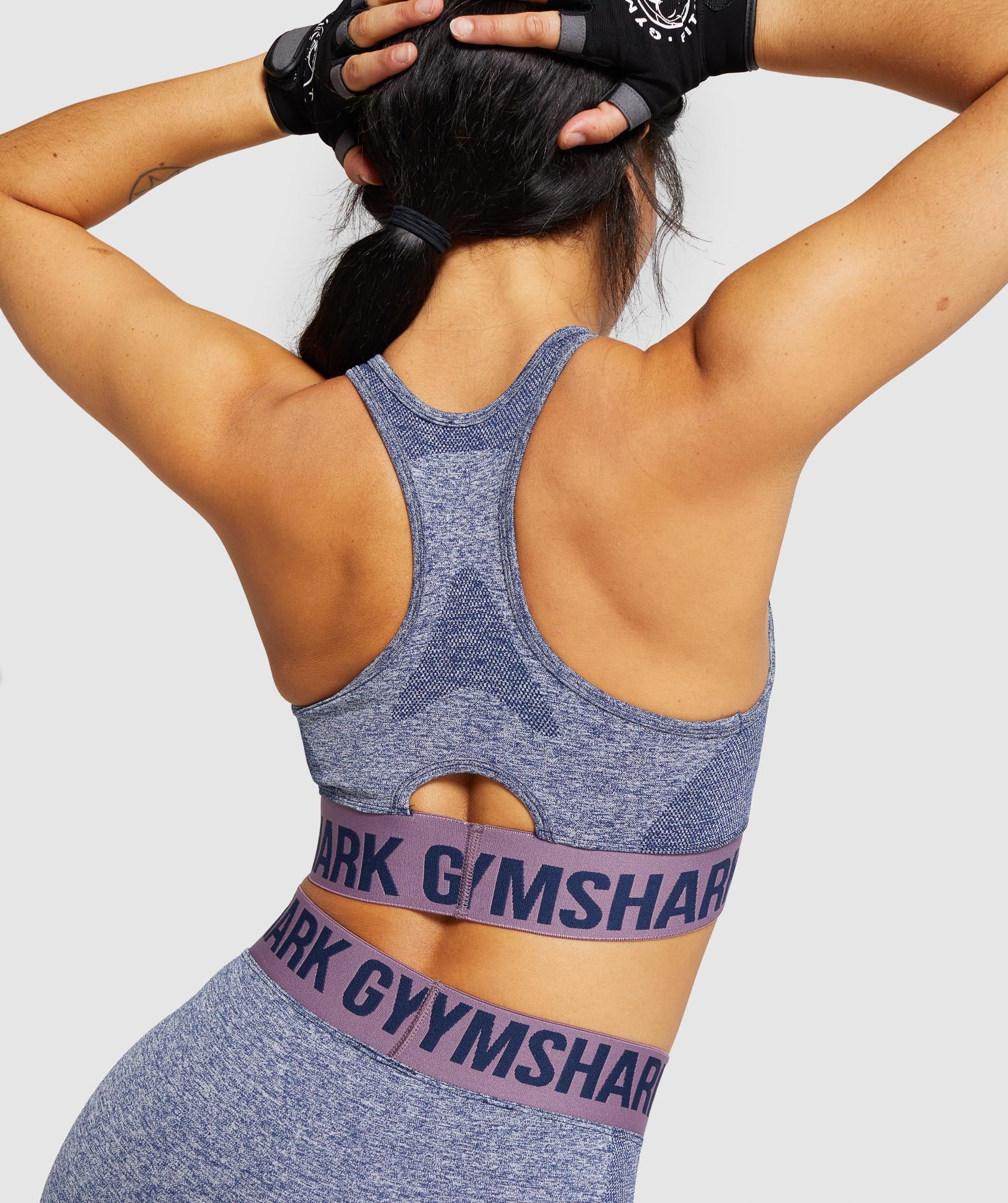 Gymshark Flex Sports Bra - Navy Marl/Purple - Image 5