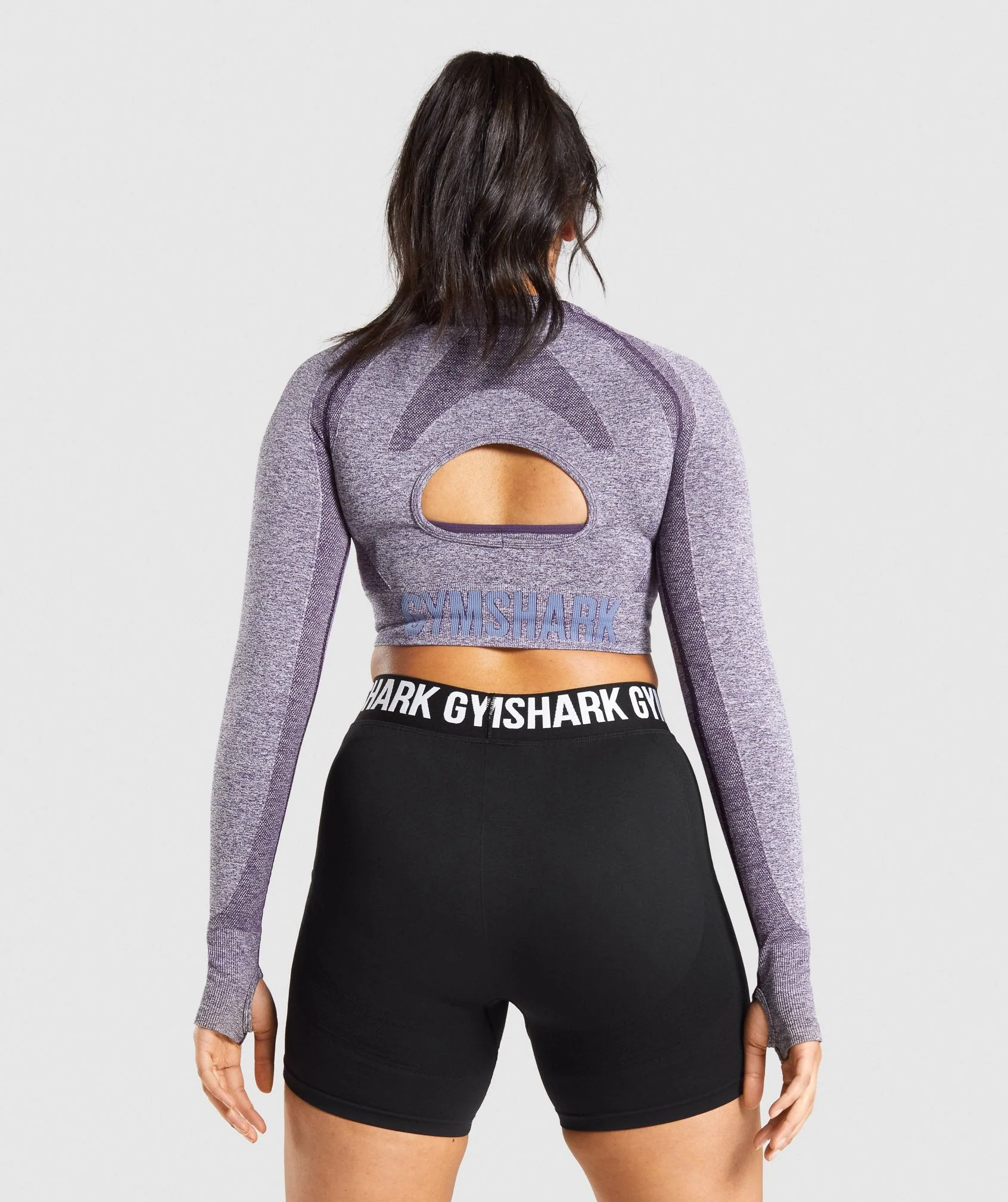 Gymshark Flex Sports Long Sleeve Crop Top - Purple Marl - Image 2
