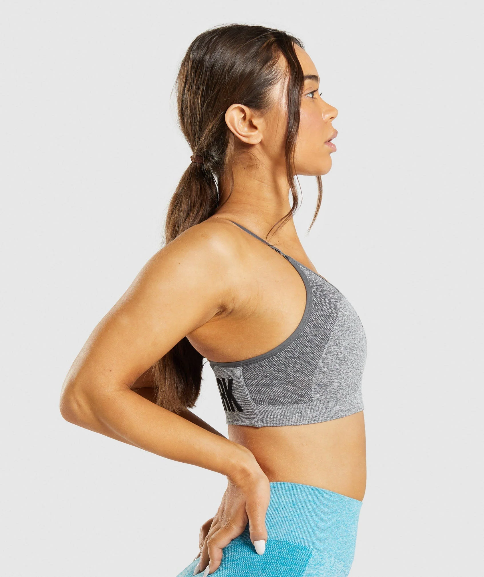 Gymshark Flex Strappy Sports Bra - Charcoal Grey Marl - Image 3
