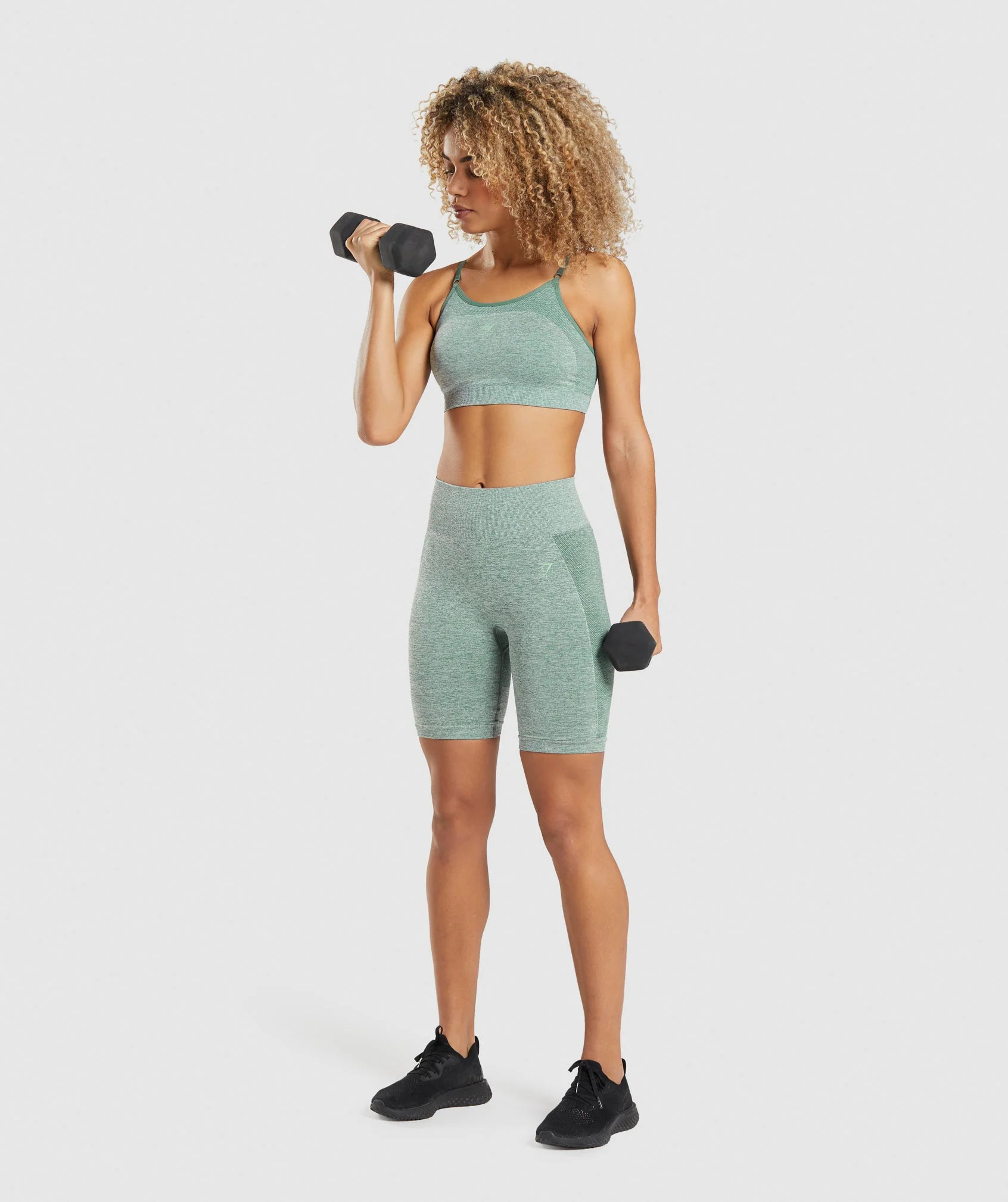 Gymshark Flex Strappy Sports Bra - Studio Green Marl - Image 4