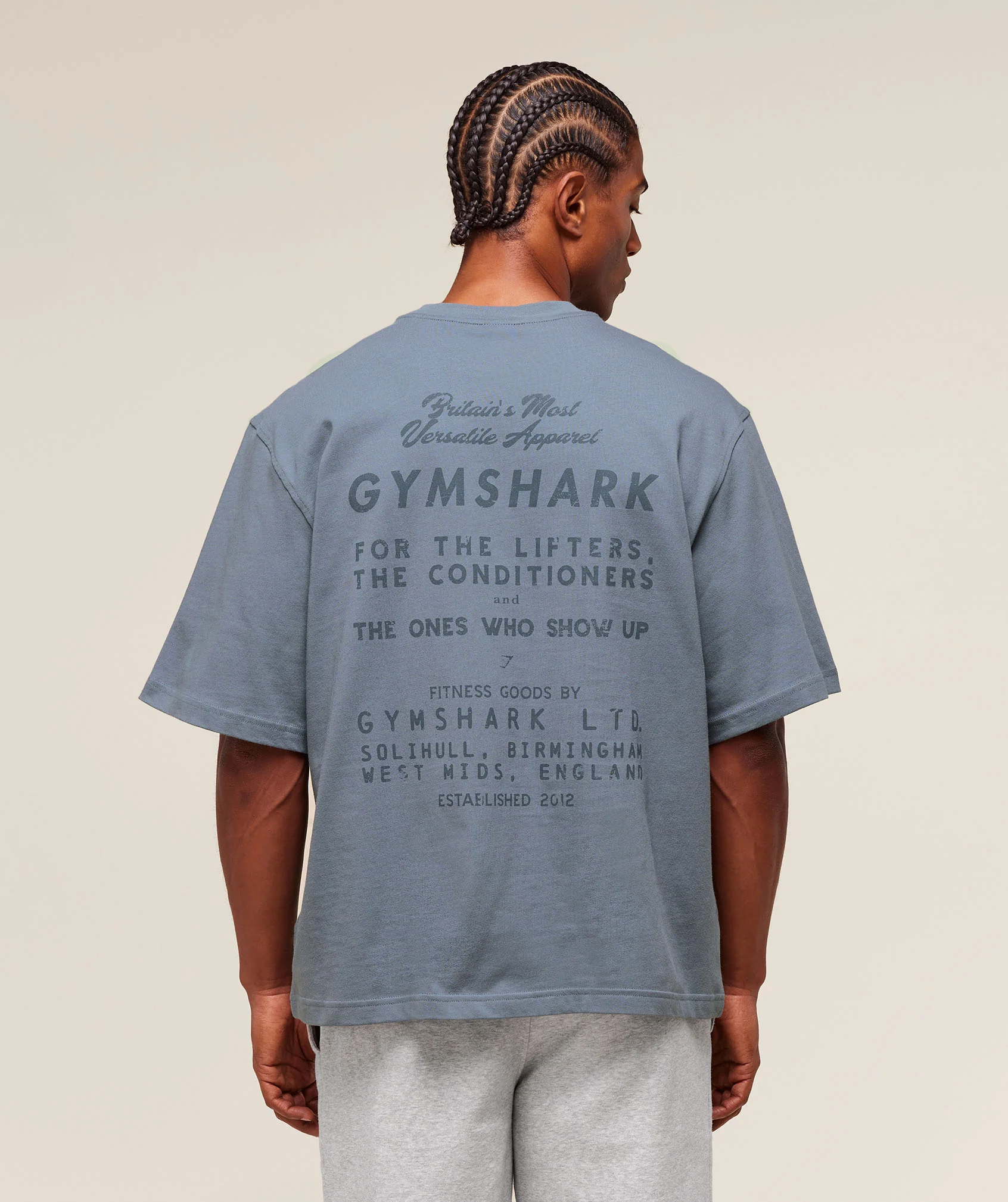 Gymshark For The Lifters Boxy T-Shirt - Iron Blue