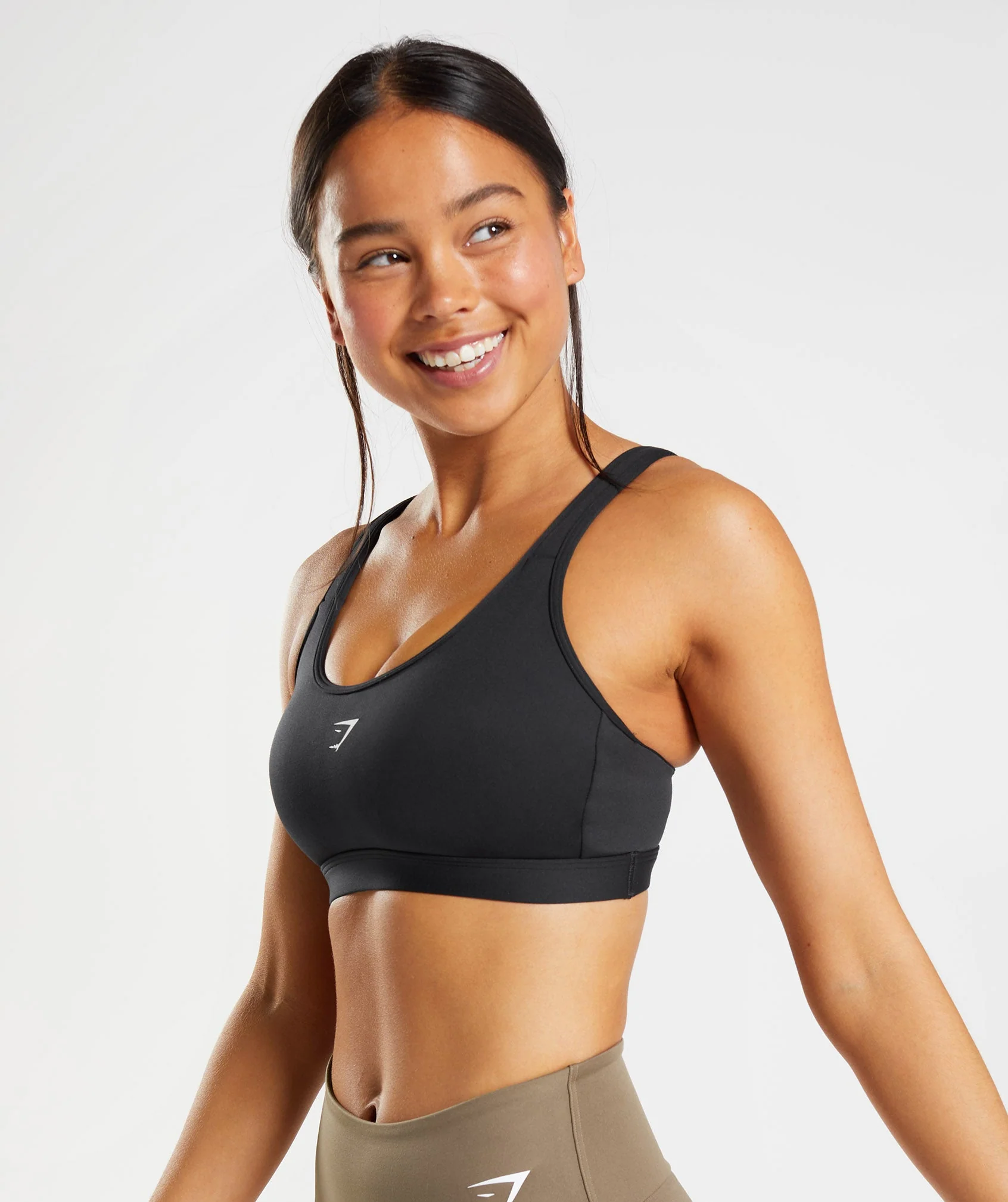 Gymshark FRACTION SPORTS BRA - Black/White - Image 3