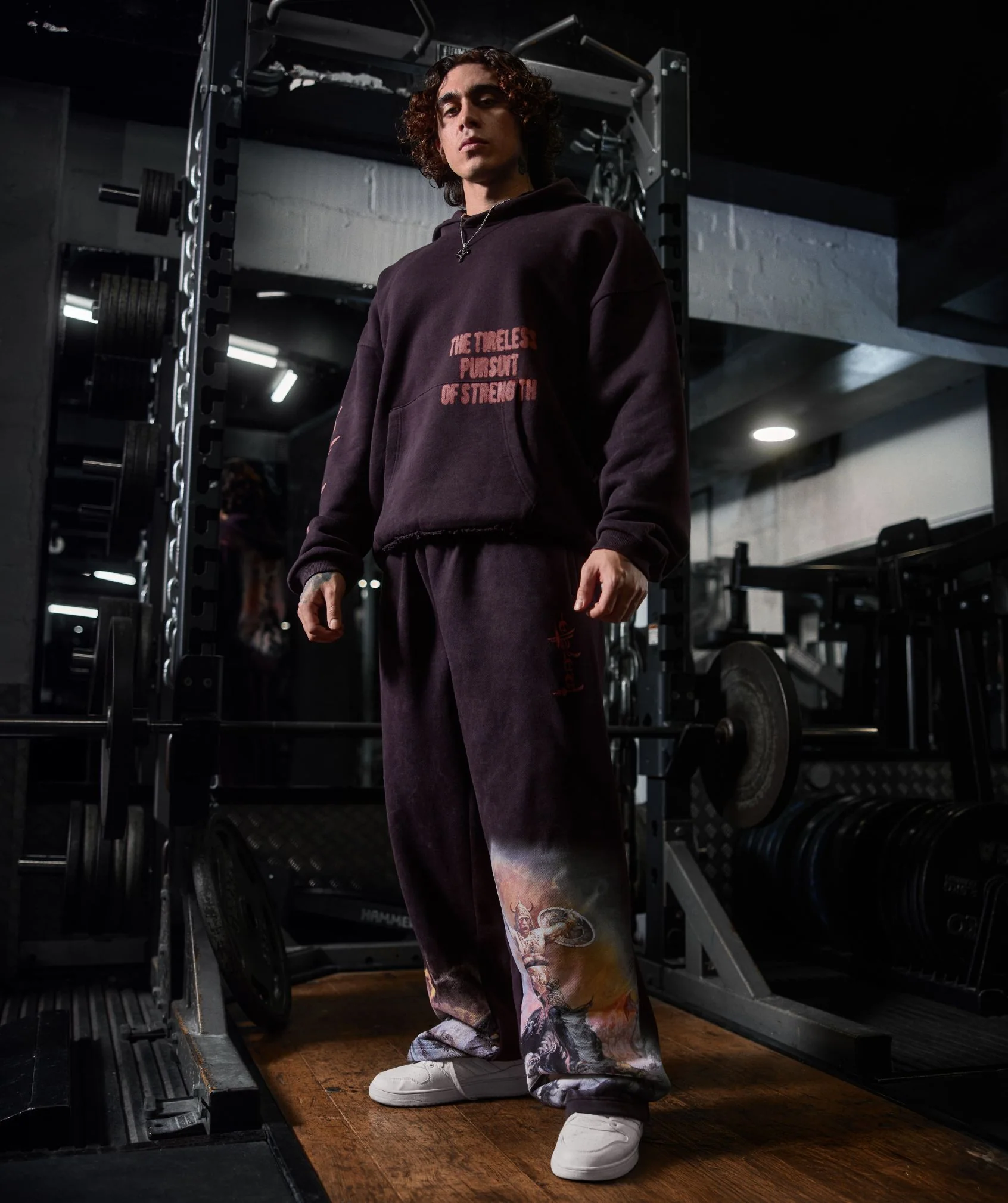 Gymshark Power x Frazetta Graphic Hoodie - Asphalt Grey/Plum Brown - Image 5