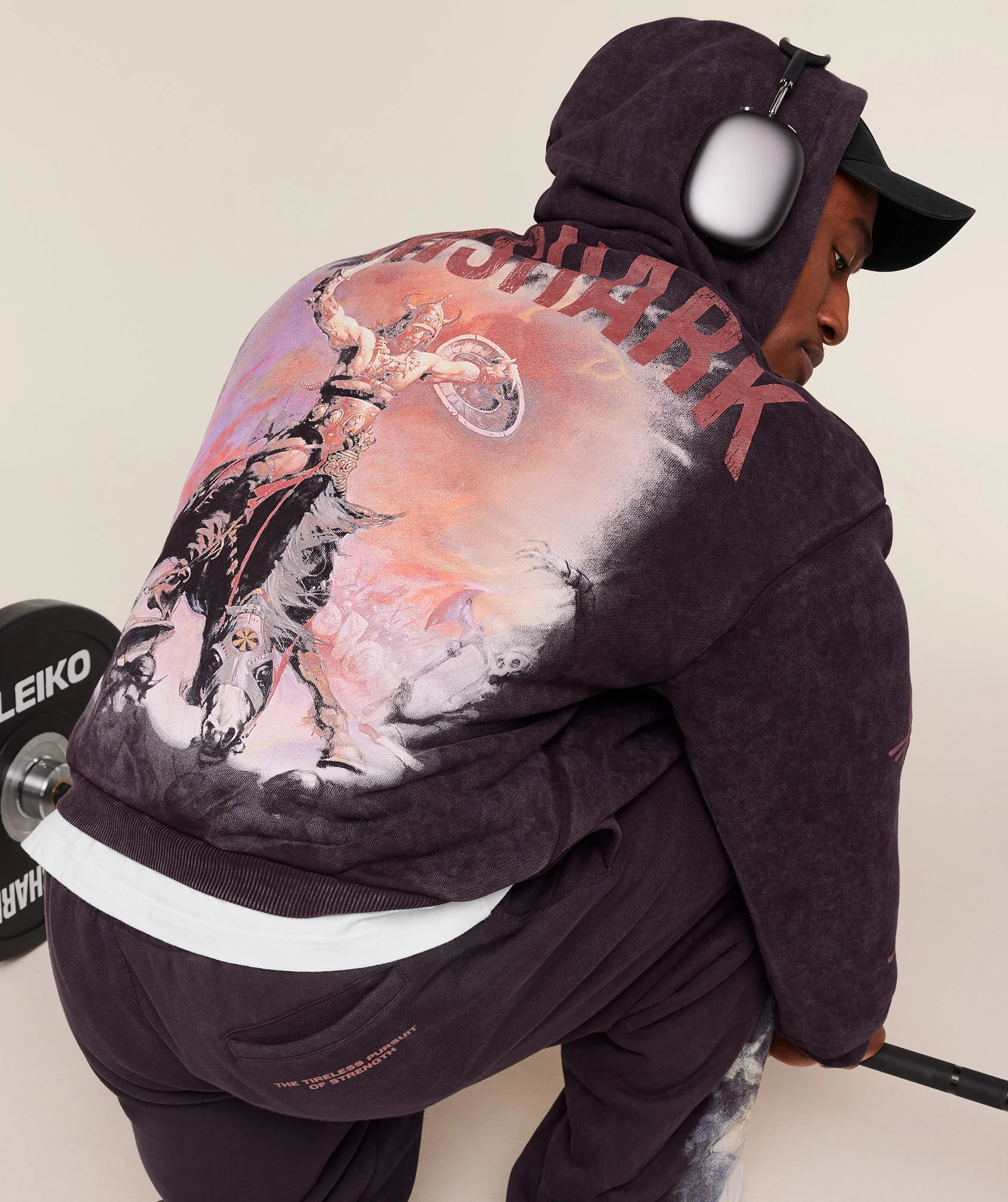 Gymshark Power x Frazetta Graphic Hoodie - Asphalt Grey/Plum Brown - Image 7