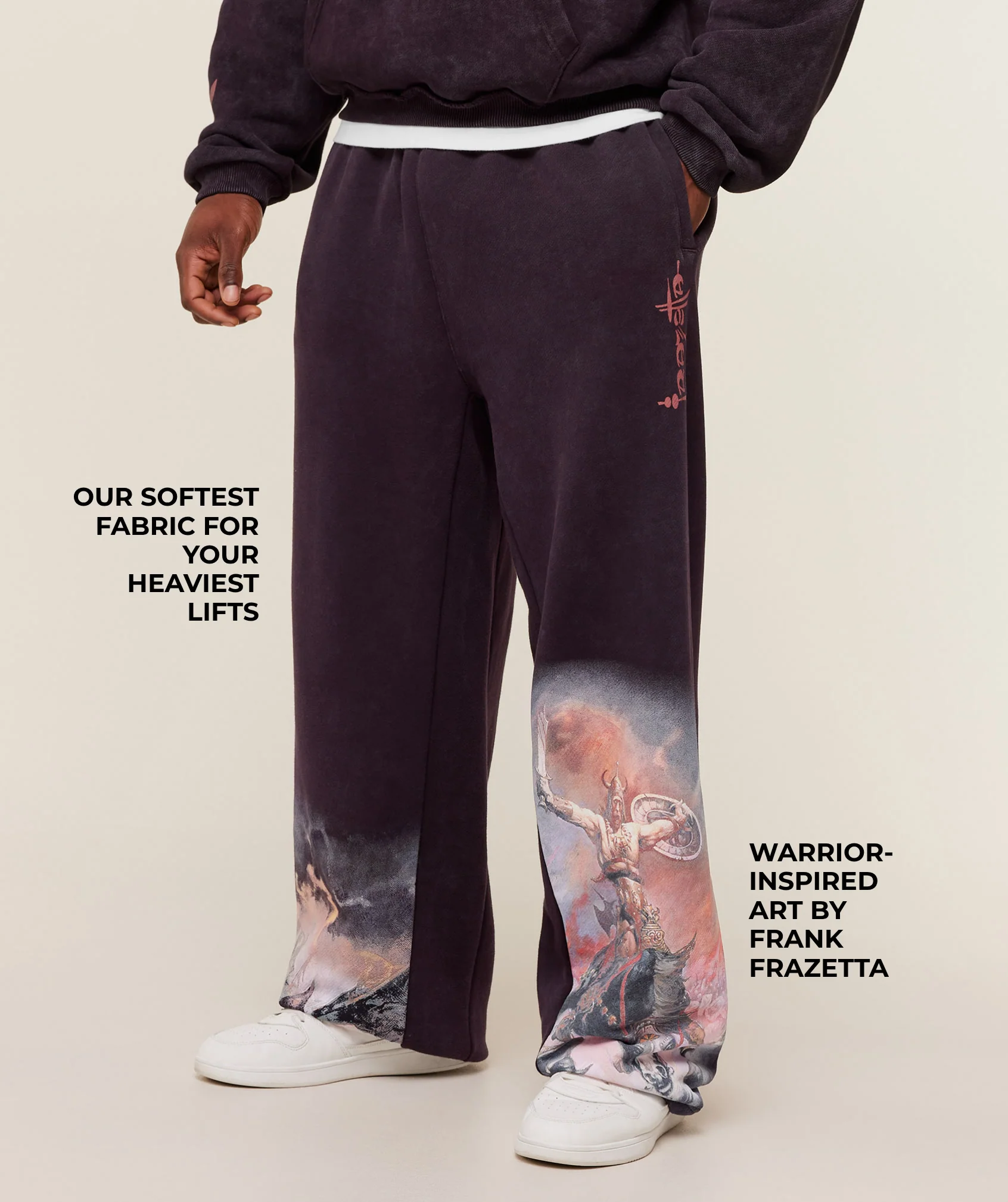 Gymshark Power x Frazetta Graphic Joggers - Asphalt Grey/Plum Brown - Image 3