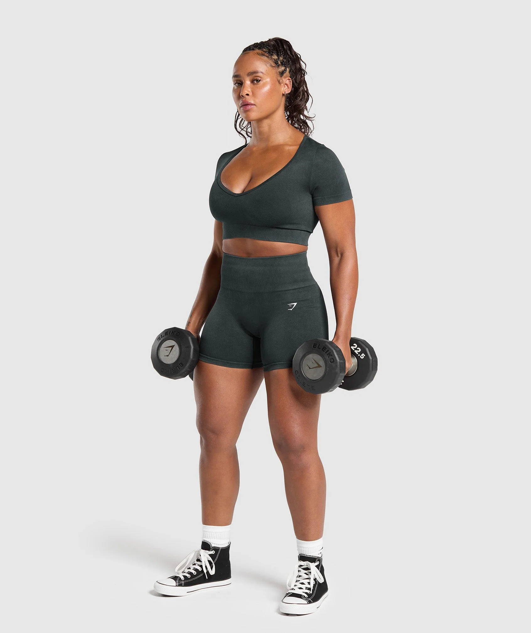 Gymshark Gains Seamless Washed Crop Top - Black - Image 4