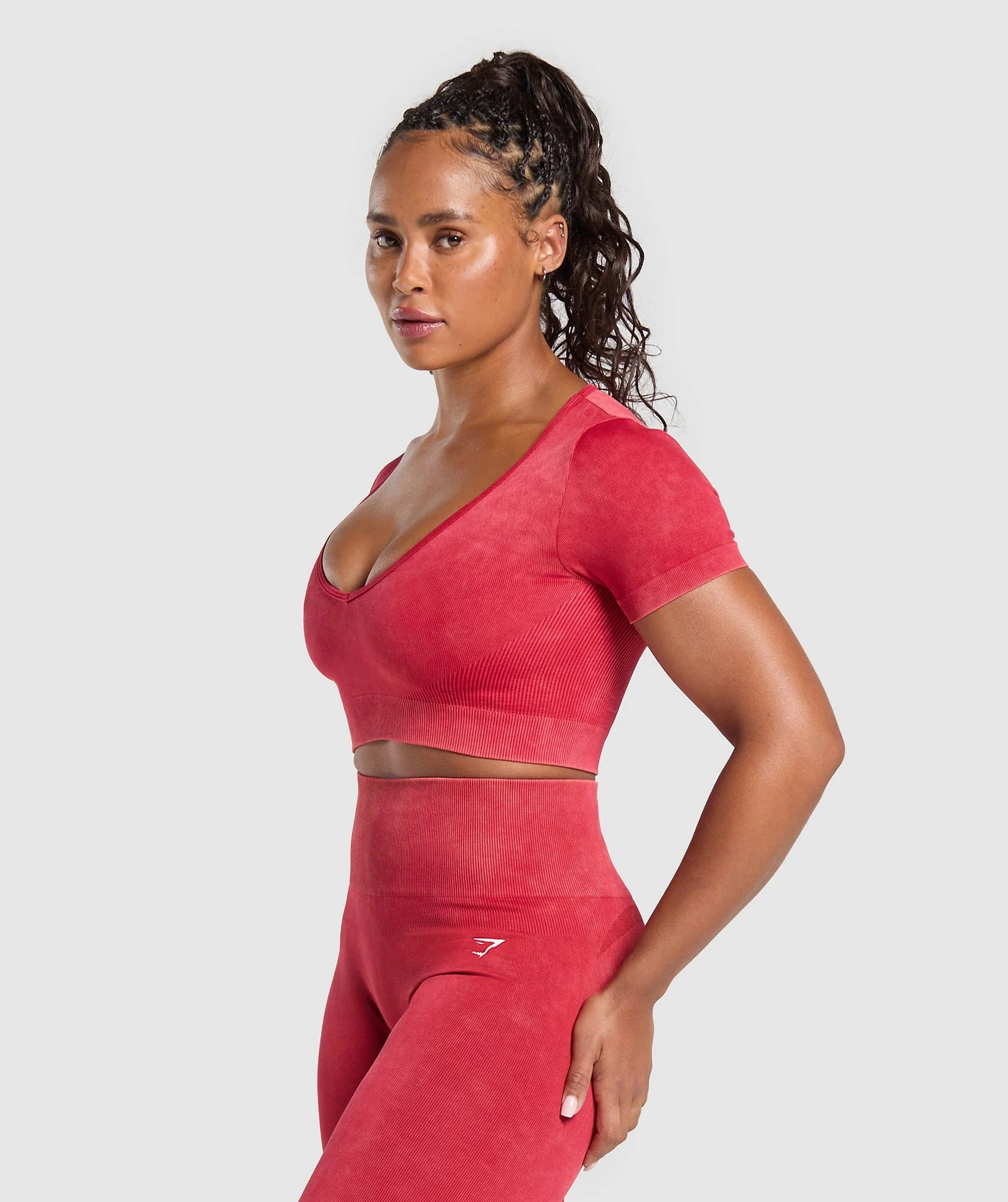 Gymshark Gains Seamless Washed Crop Top - Carmine Red - Image 3