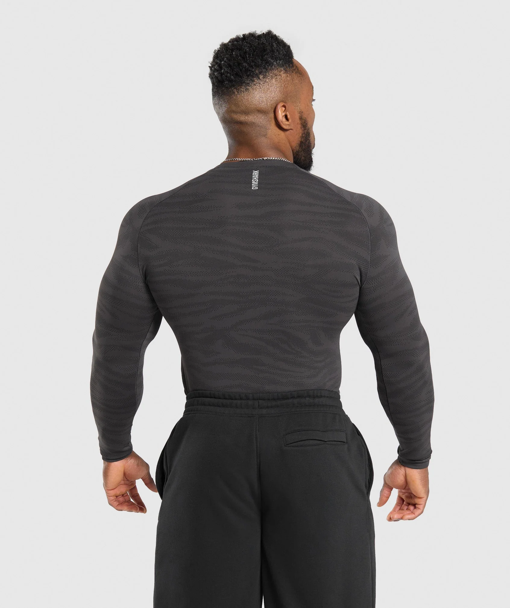 Gymshark Geo Animal Seamless Long Sleeve T-Shirt - Onyx Grey/Black - Image 2