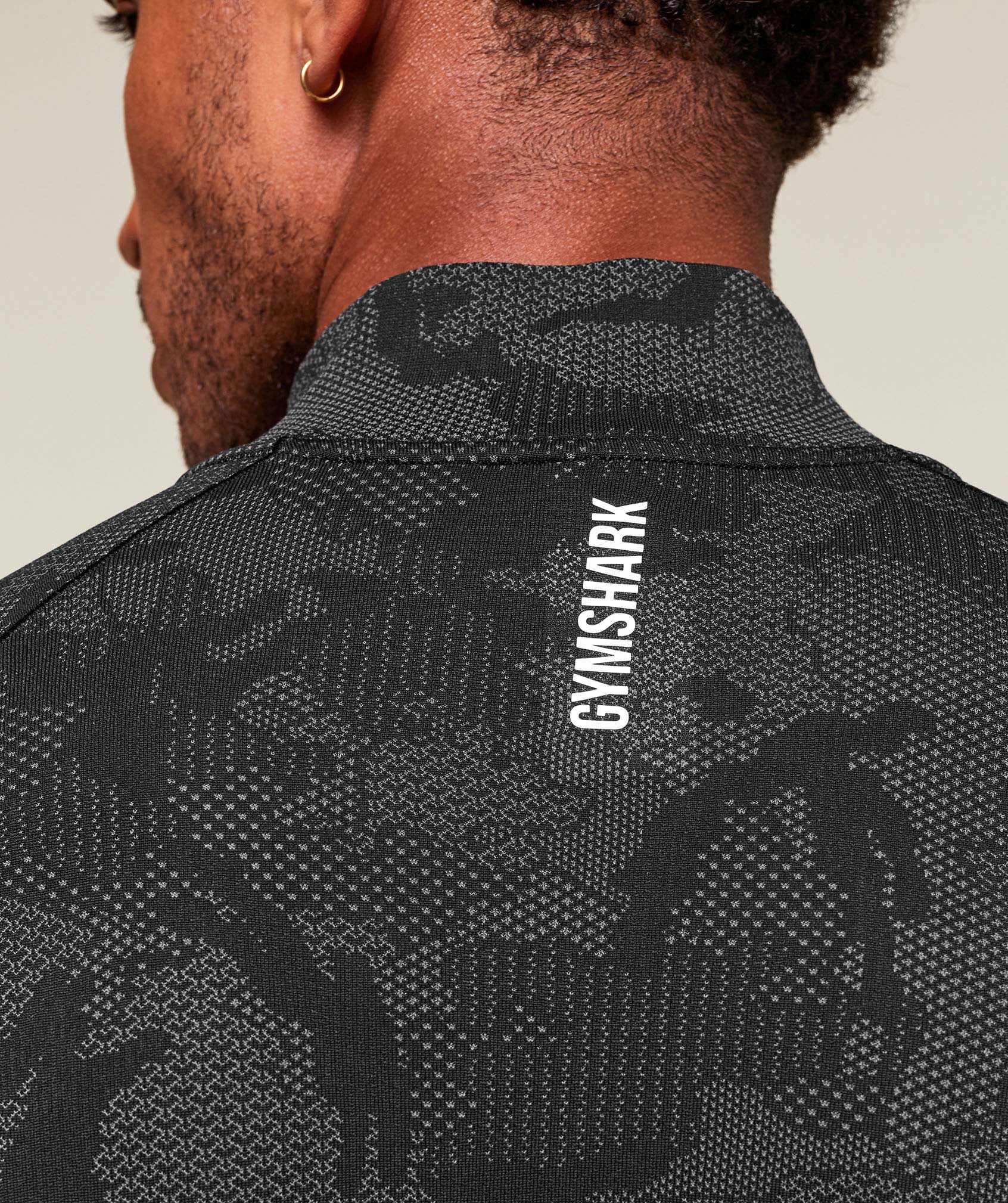 Gymshark Geo Seamless 1/4 Zip - Black/Charcoal Grey - Image 4