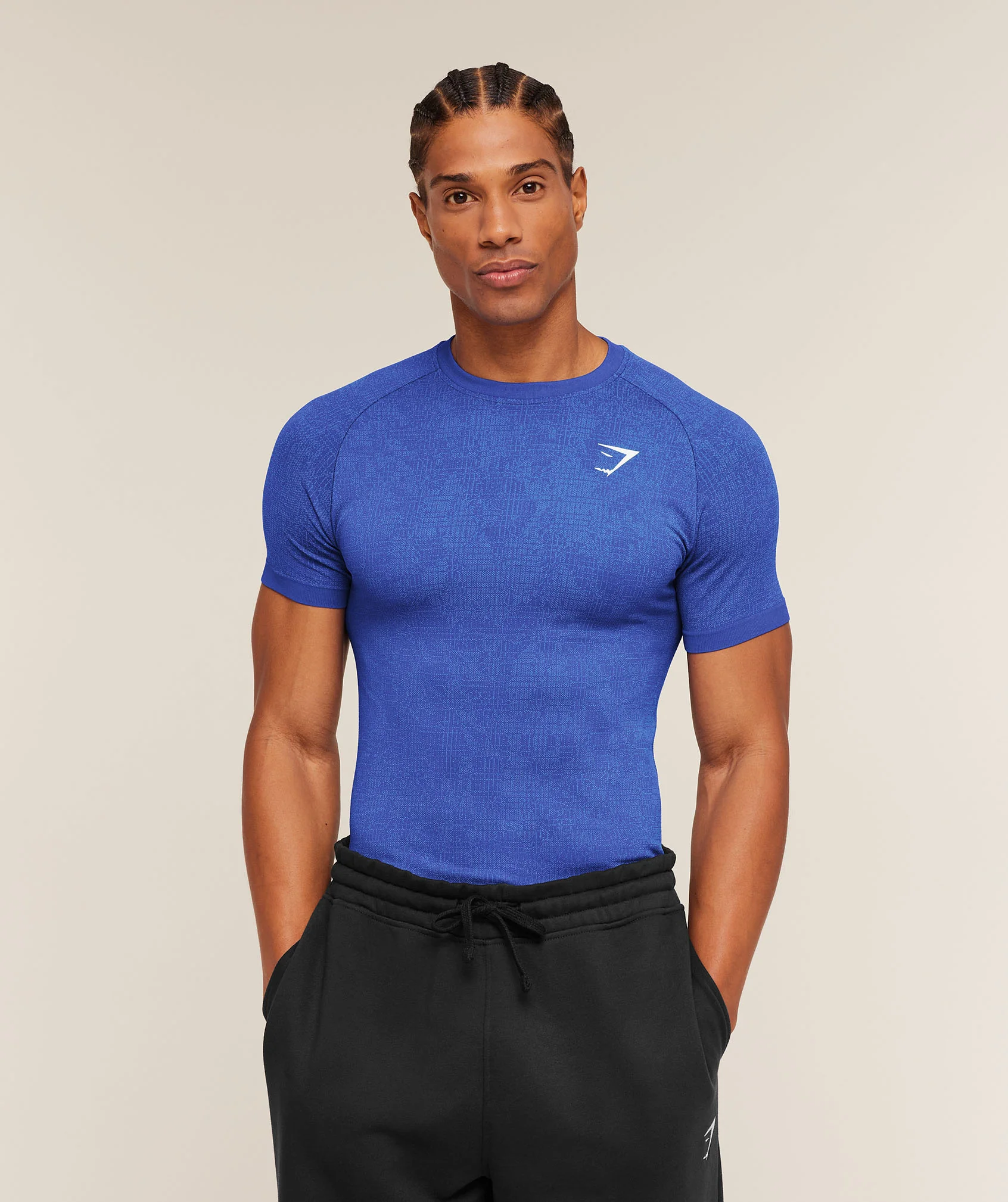 Gymshark Geo Seamless Grid T-Shirt - Force Blue/Steady Purple - Image 3