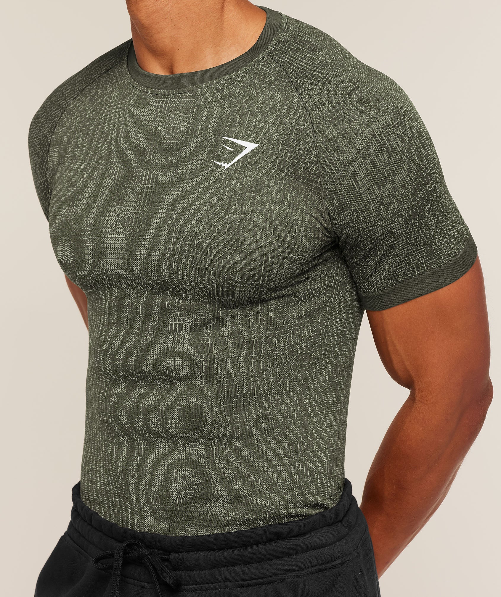 Gymshark Geo Seamless Grid T-Shirt - Strength Green/Haze Green - Image 6