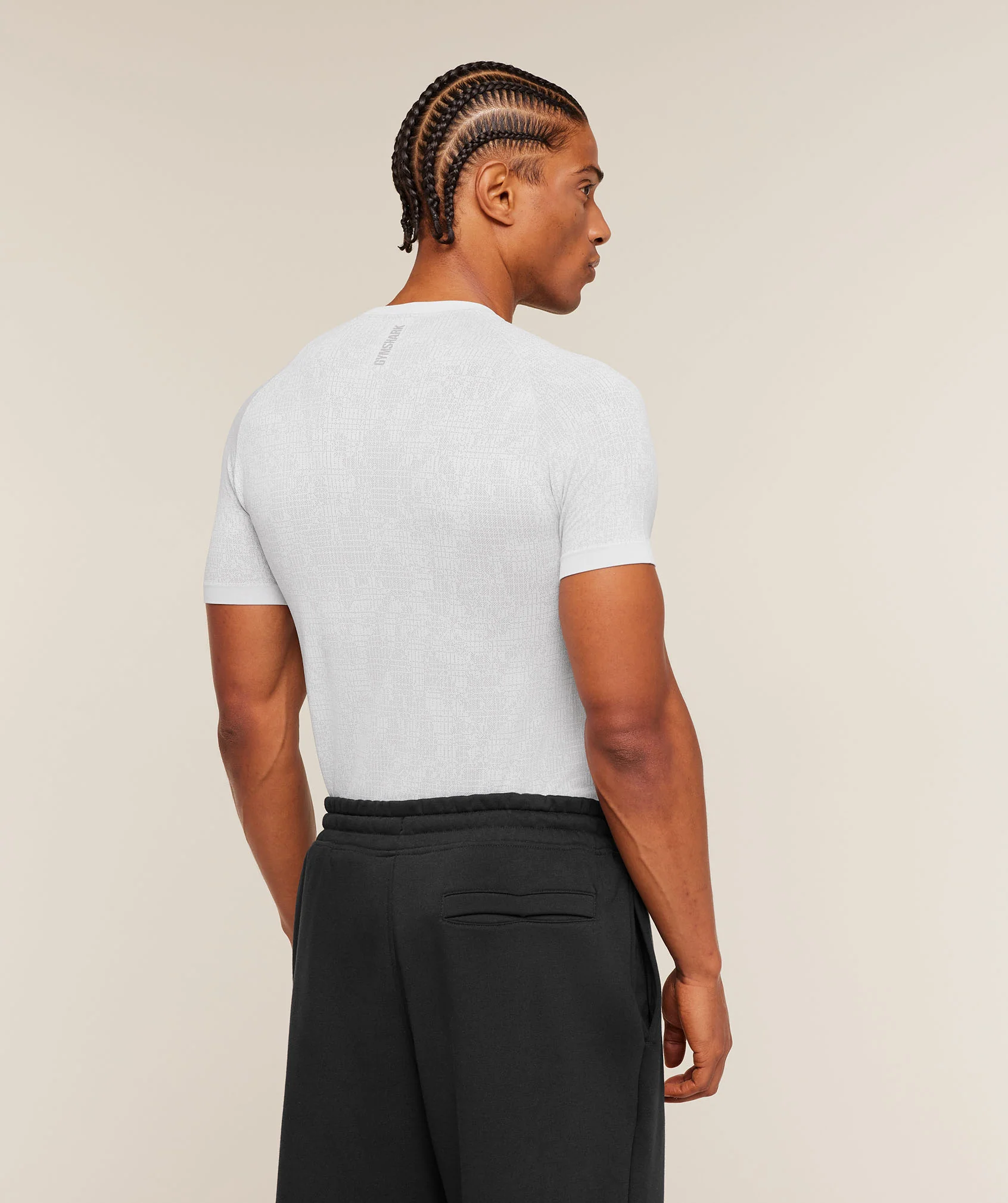 Gymshark Geo Seamless Grid T-Shirt - White/Silver Grey - Image 2