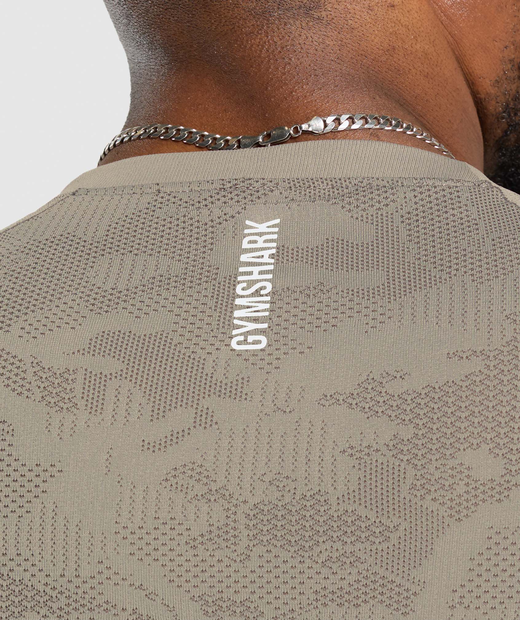 Gymshark Geo Seamless Long Sleeve T-Shirt - Linen Brown/Camo Brown - Image 6