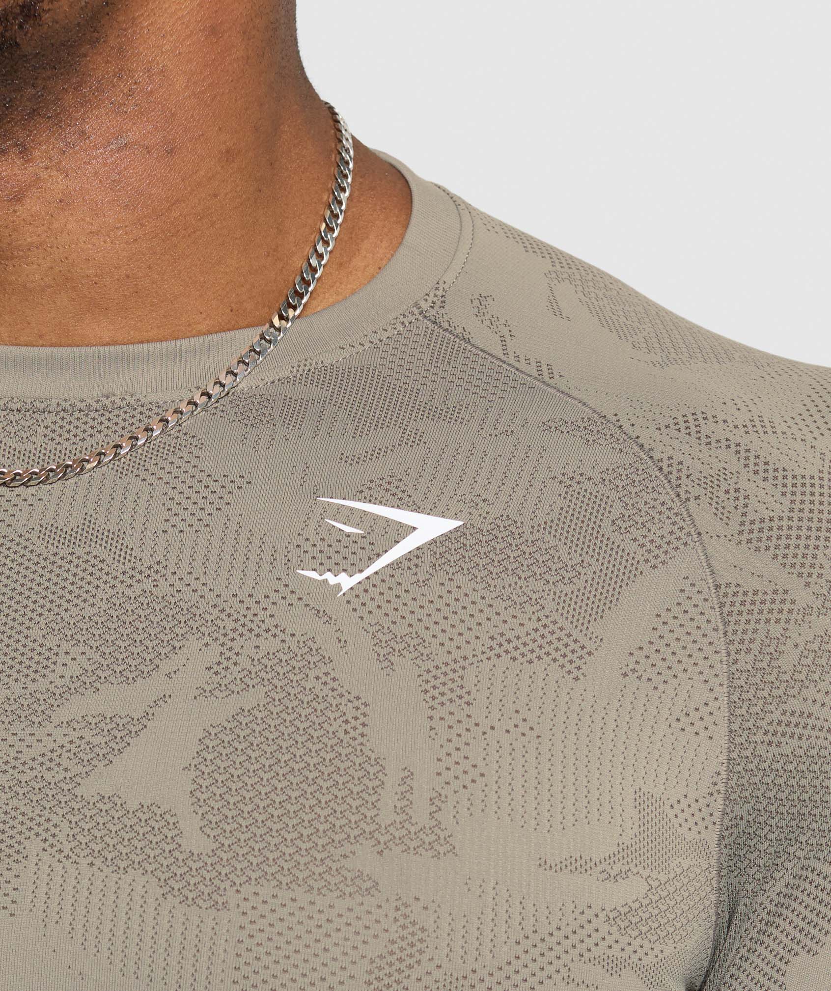 Gymshark Geo Seamless Long Sleeve T-Shirt - Linen Brown/Camo Brown - Image 7