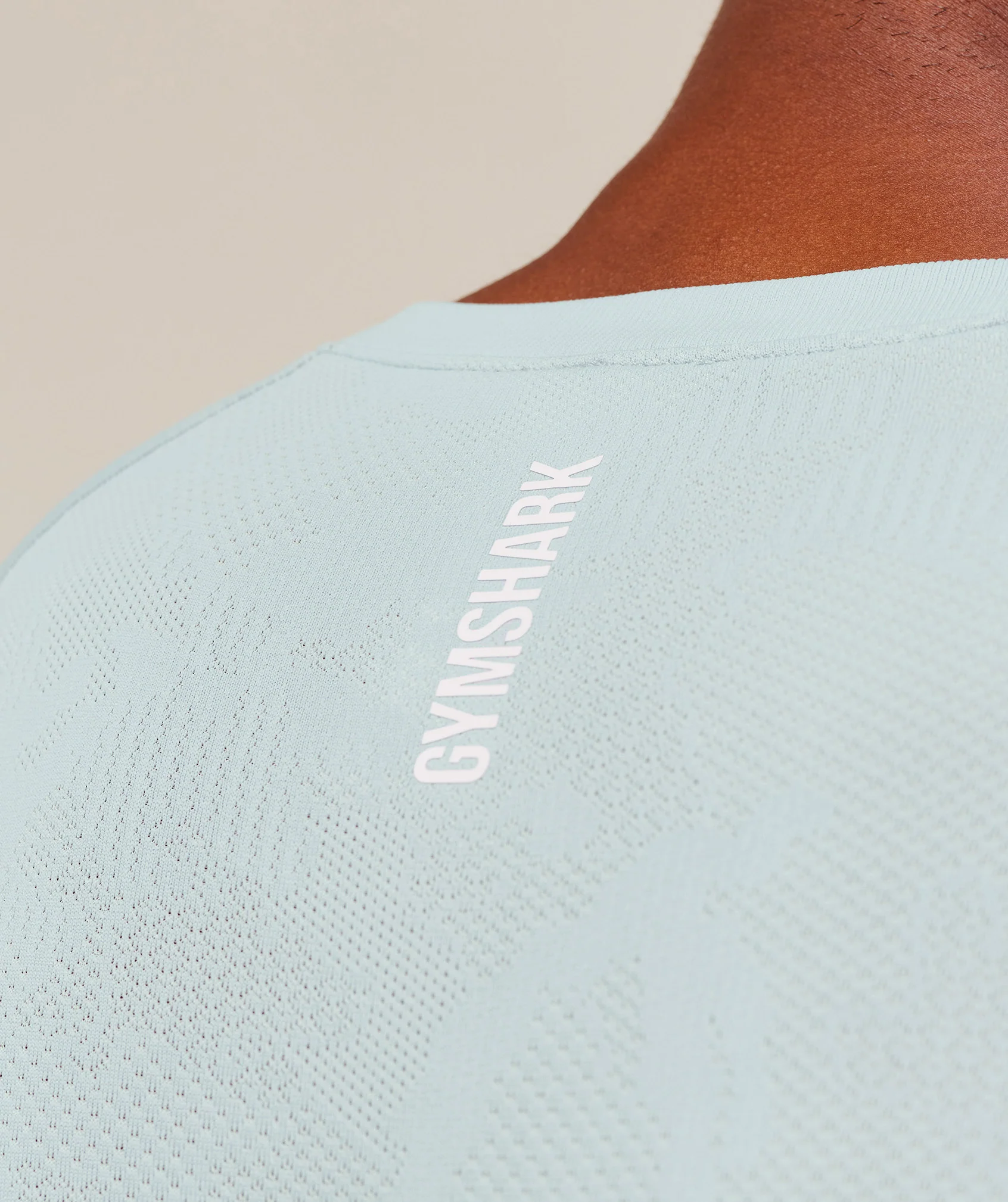 Gymshark Geo Seamless Long Sleeve T-Shirt - Smoke Blue/Soft White - Image 5