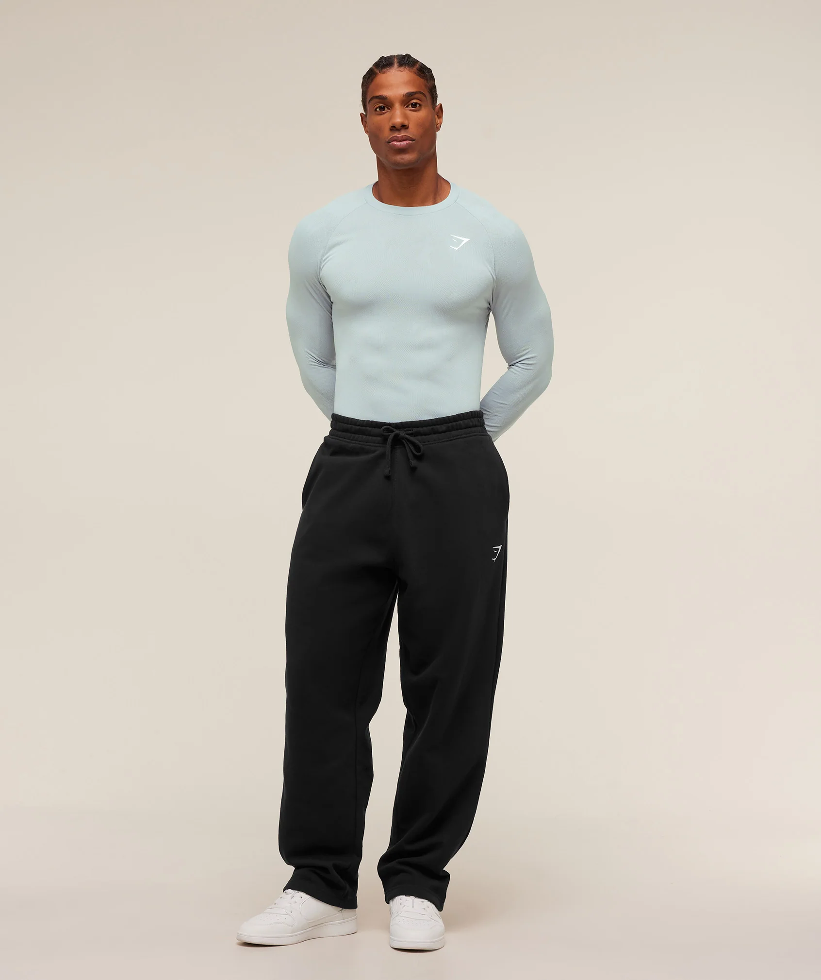 Gymshark Geo Seamless Long Sleeve T-Shirt - Smoke Blue/Soft White - Image 6