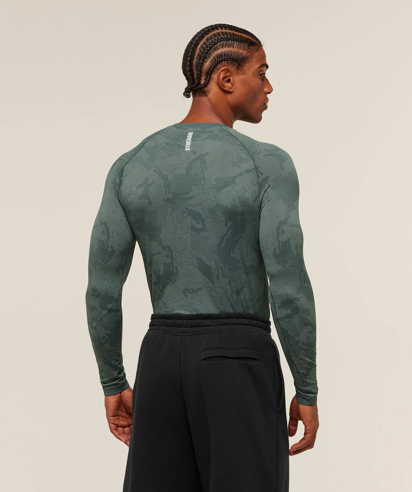 Gymshark Geo Seamless Long Sleeve T-Shirt - Slate Teal/Denim Grey - Image 2