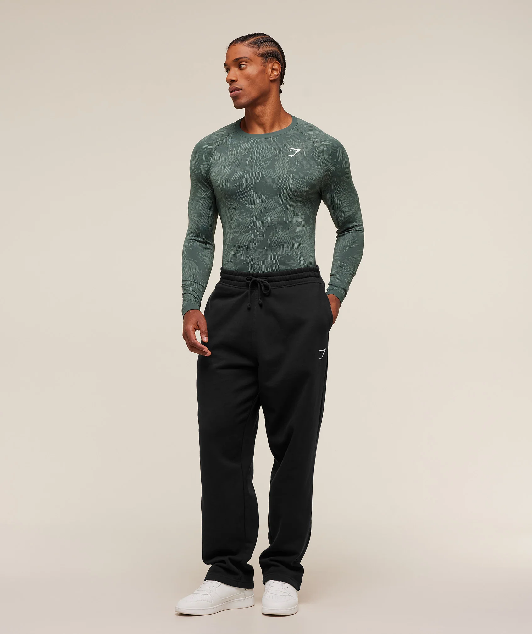 Gymshark Geo Seamless Long Sleeve T-Shirt - Slate Teal/Denim Grey - Image 4