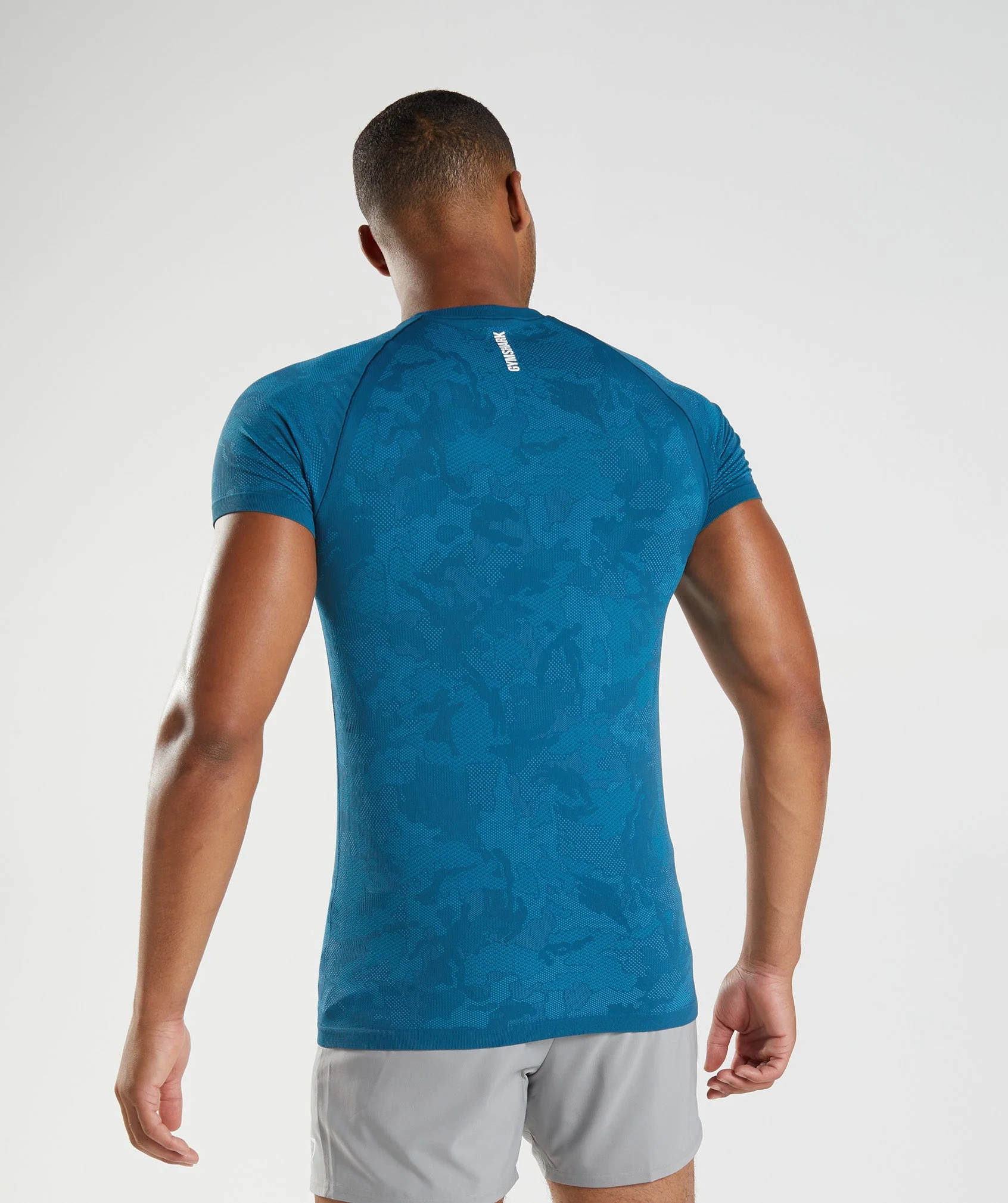 Gymshark Geo Seamless T-Shirt - Atlantic Blue/Shark Blue - Image 2