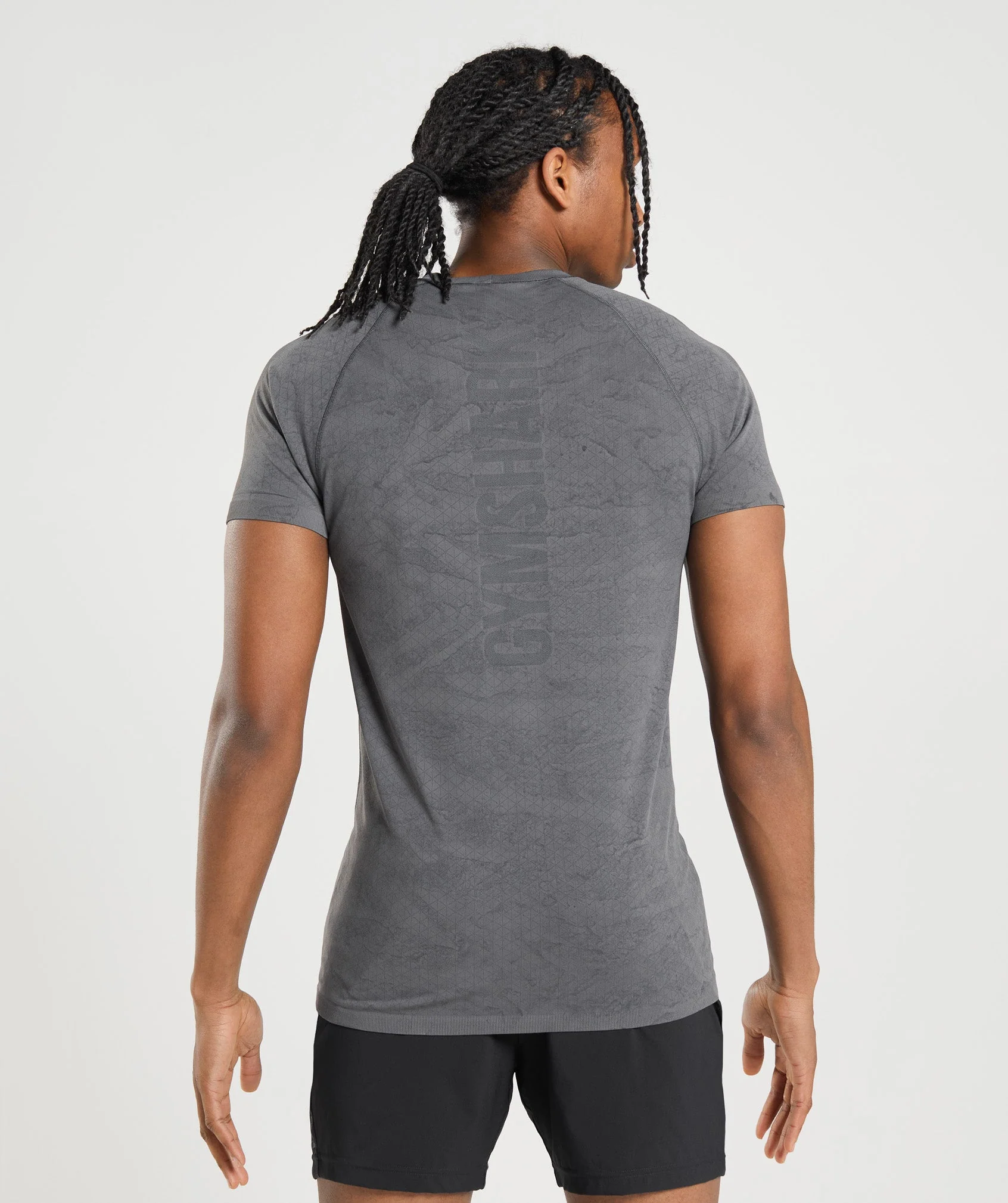 Gymshark Geo Seamless T-Shirt - Charcoal Grey/Black - Image 2