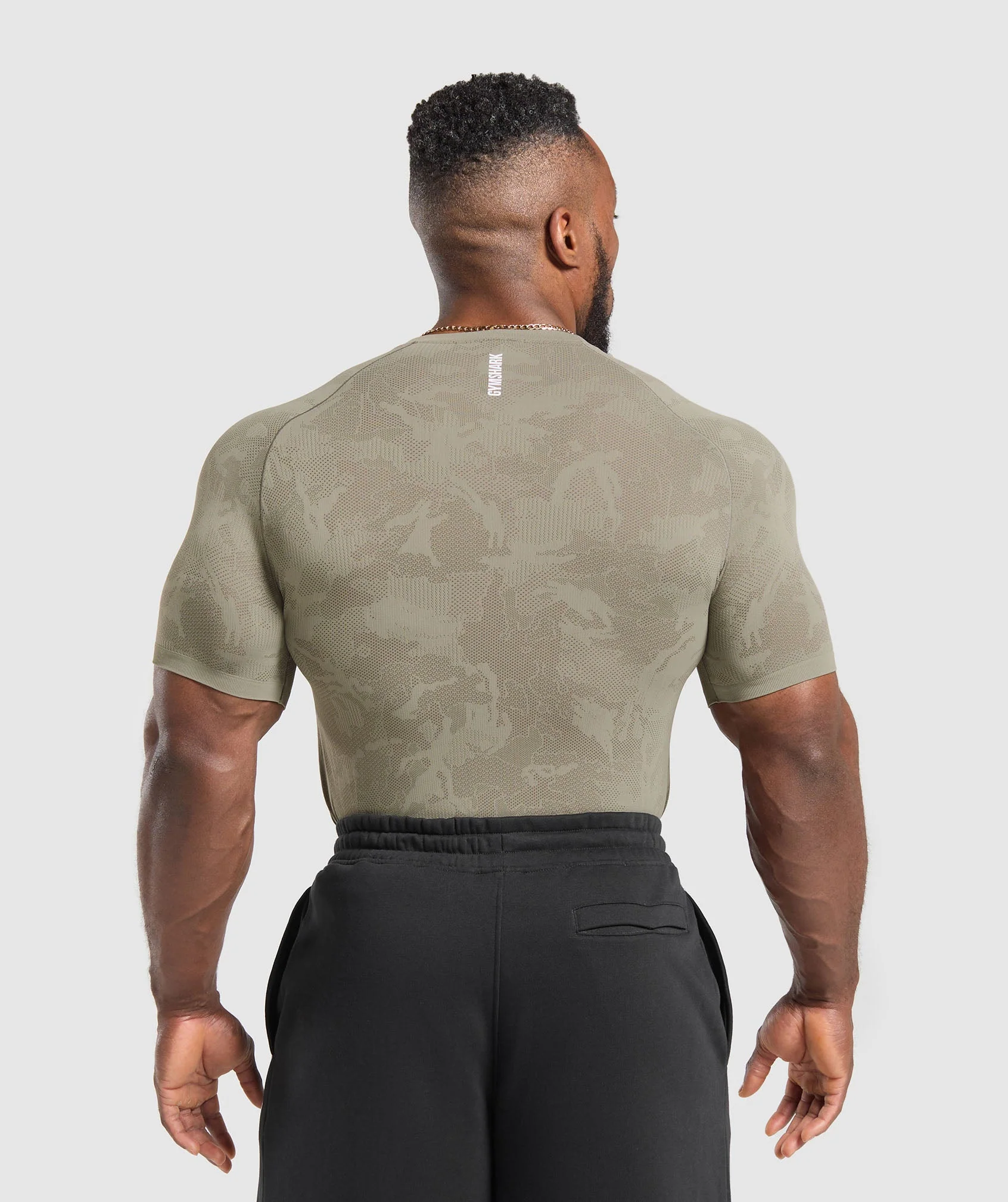 Gymshark Geo Seamless T-Shirt - Linen Brown/Camo Brown - Image 2