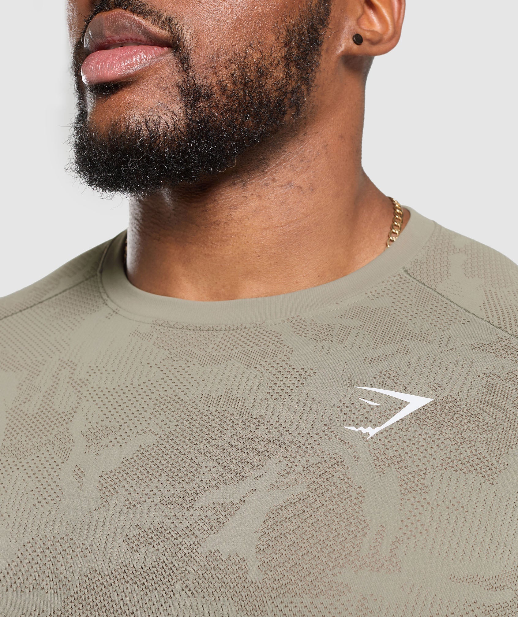 Gymshark Geo Seamless T-Shirt - Linen Brown/Camo Brown - Image 6