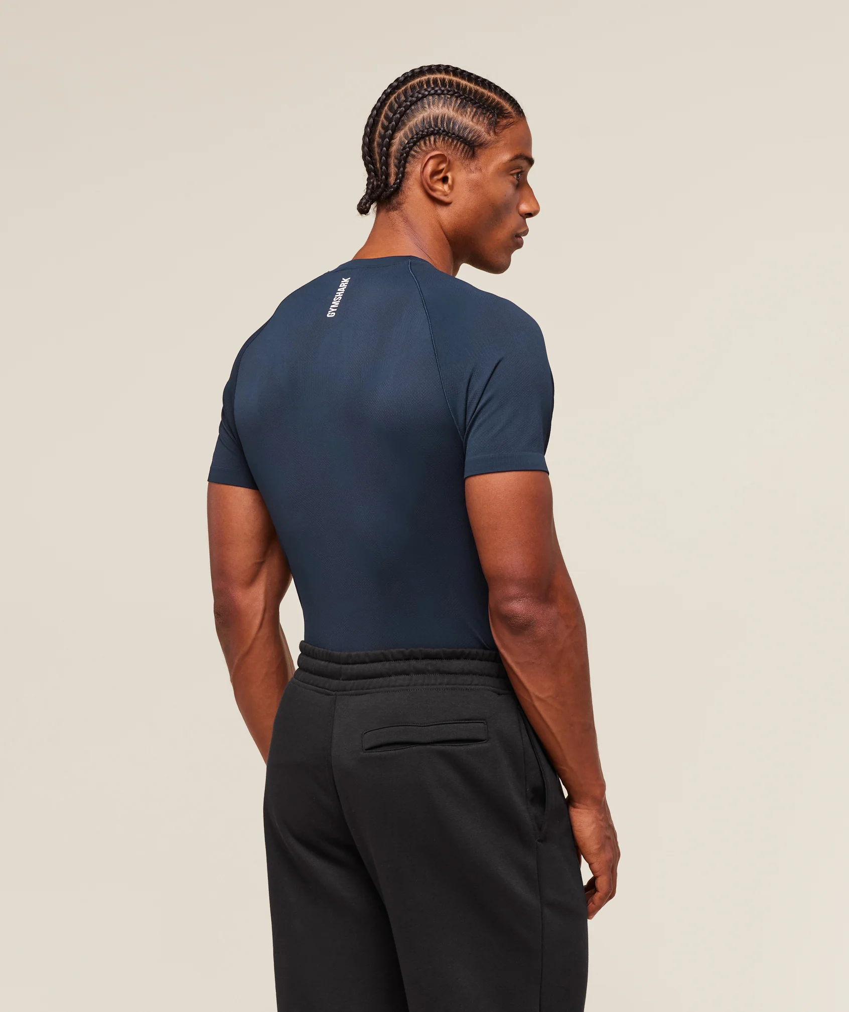 Gymshark Geo Seamless T-Shirt - Navy/Heavy Blue - Image 2