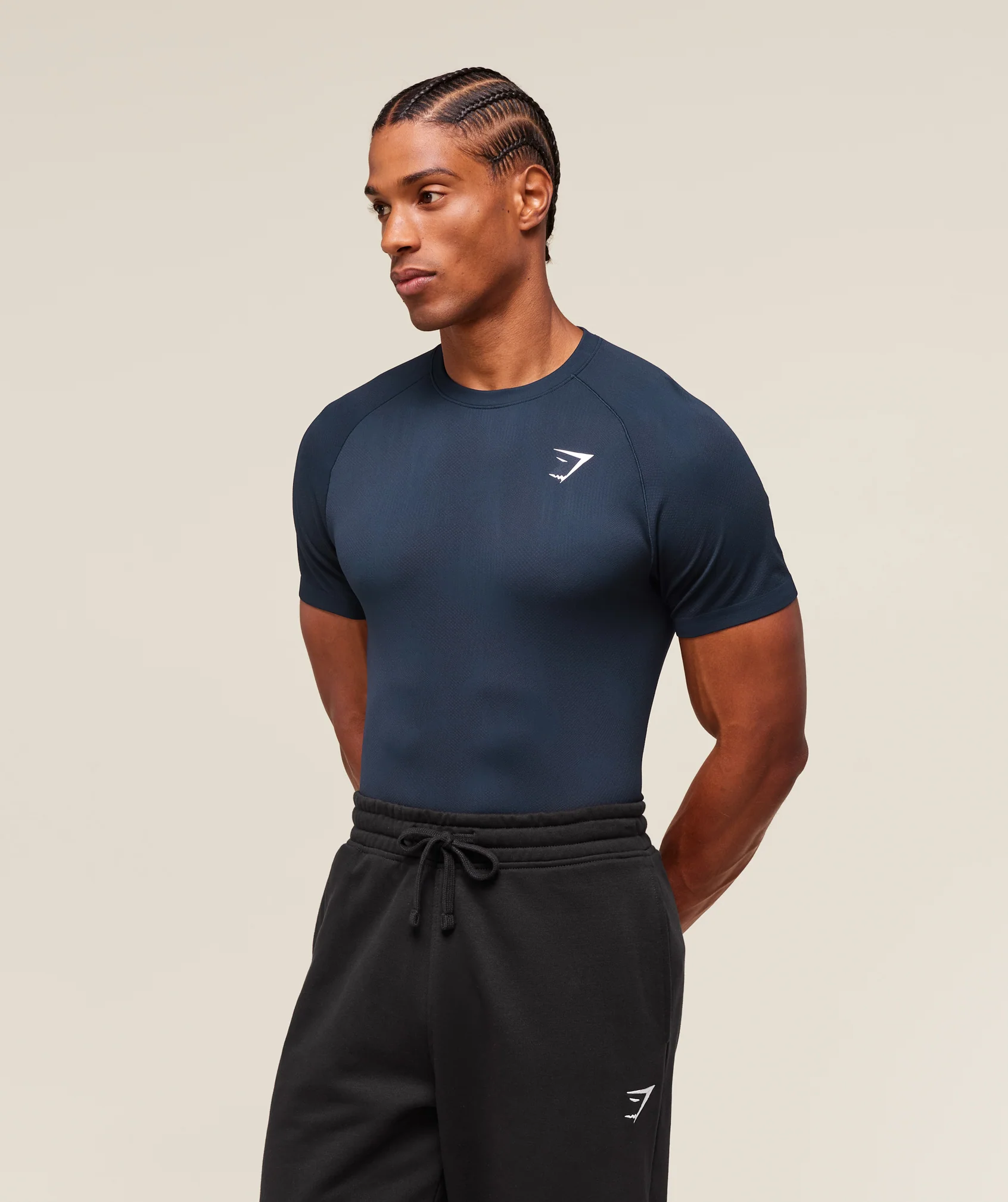Gymshark Geo Seamless T-Shirt - Navy/Heavy Blue - Image 3