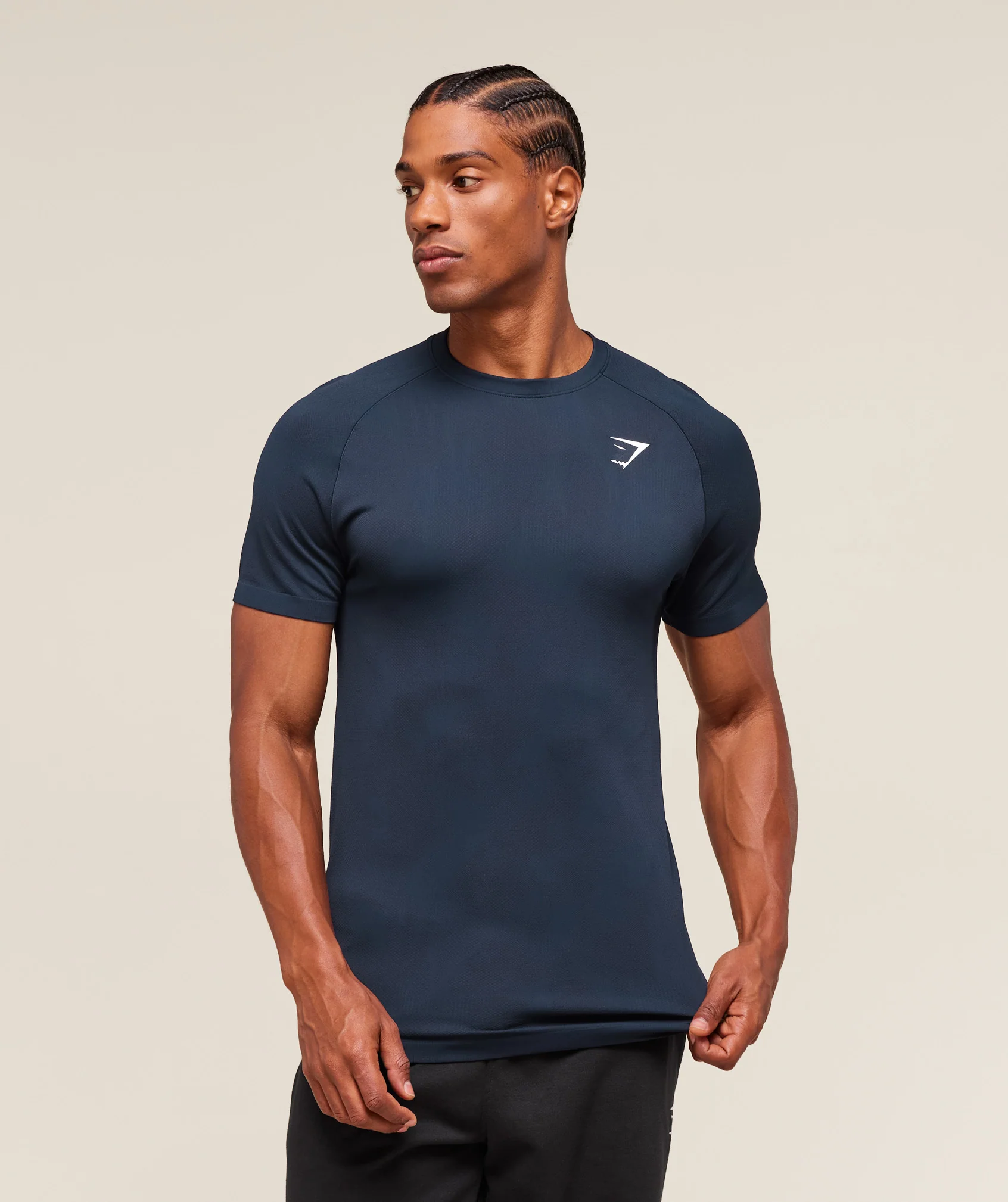 Gymshark Geo Seamless T-Shirt - Navy/Heavy Blue - Image 4