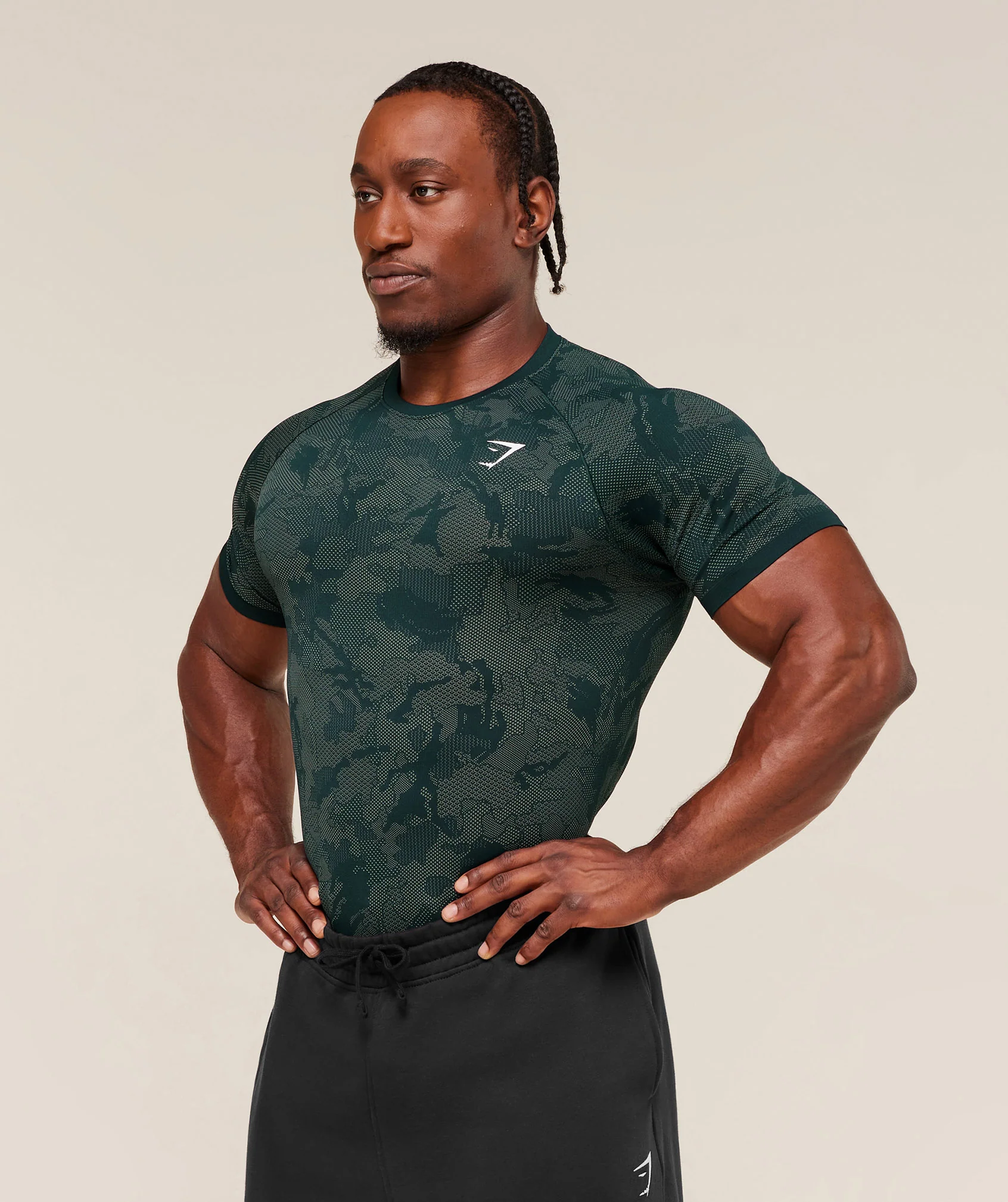 Gymshark Geo Seamless T-Shirt - Deep Petrol Blue/Unit Green - Image 3