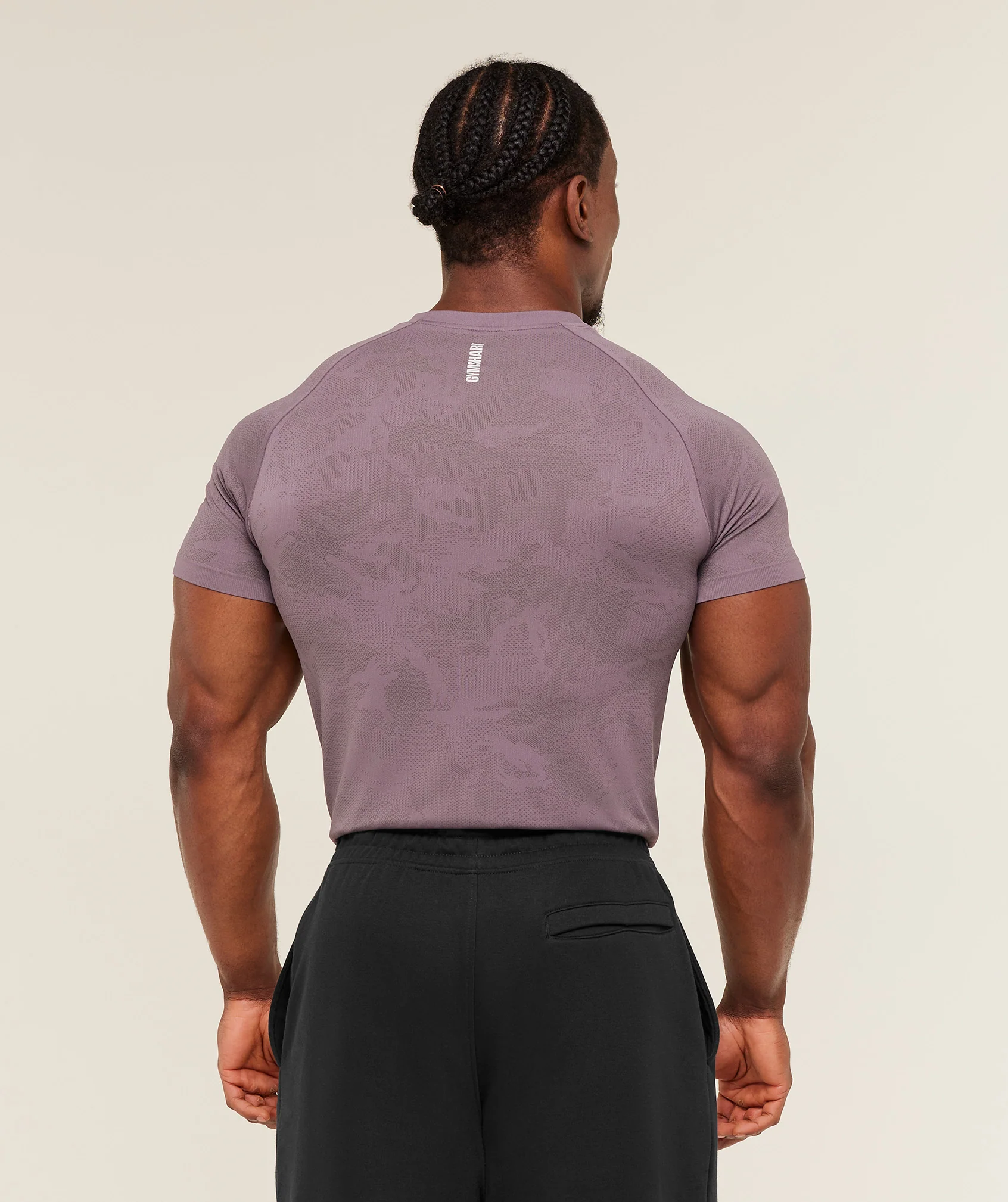 Gymshark Geo Seamless T-Shirt -  Dusk Purple /  Cool Brown - Image 2