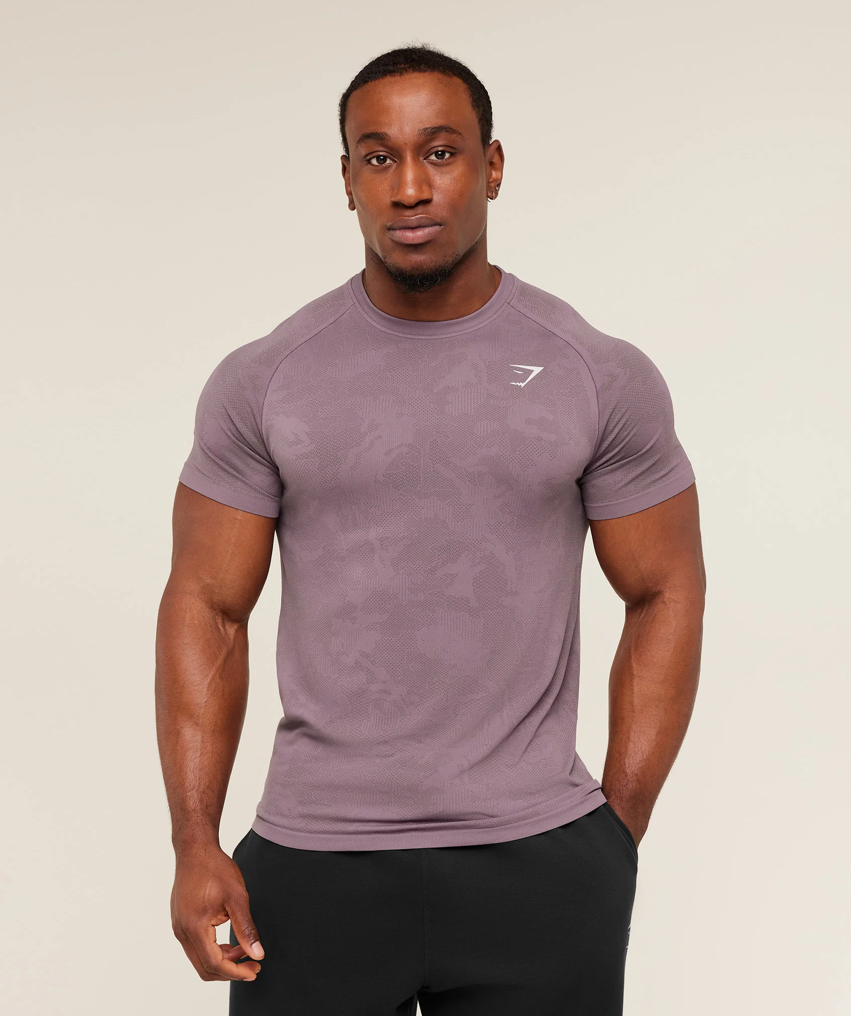 Gymshark Geo Seamless T-Shirt -  Dusk Purple /  Cool Brown - Image 3