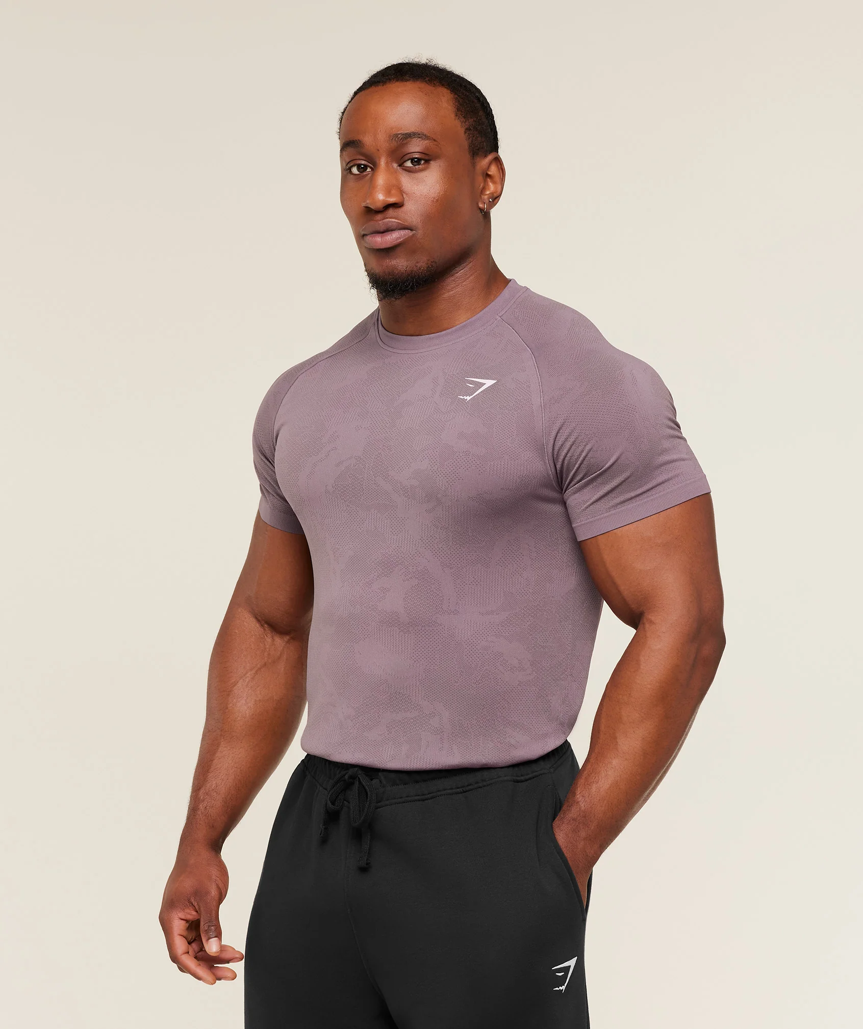 Gymshark Geo Seamless T-Shirt -  Dusk Purple /  Cool Brown - Image 4