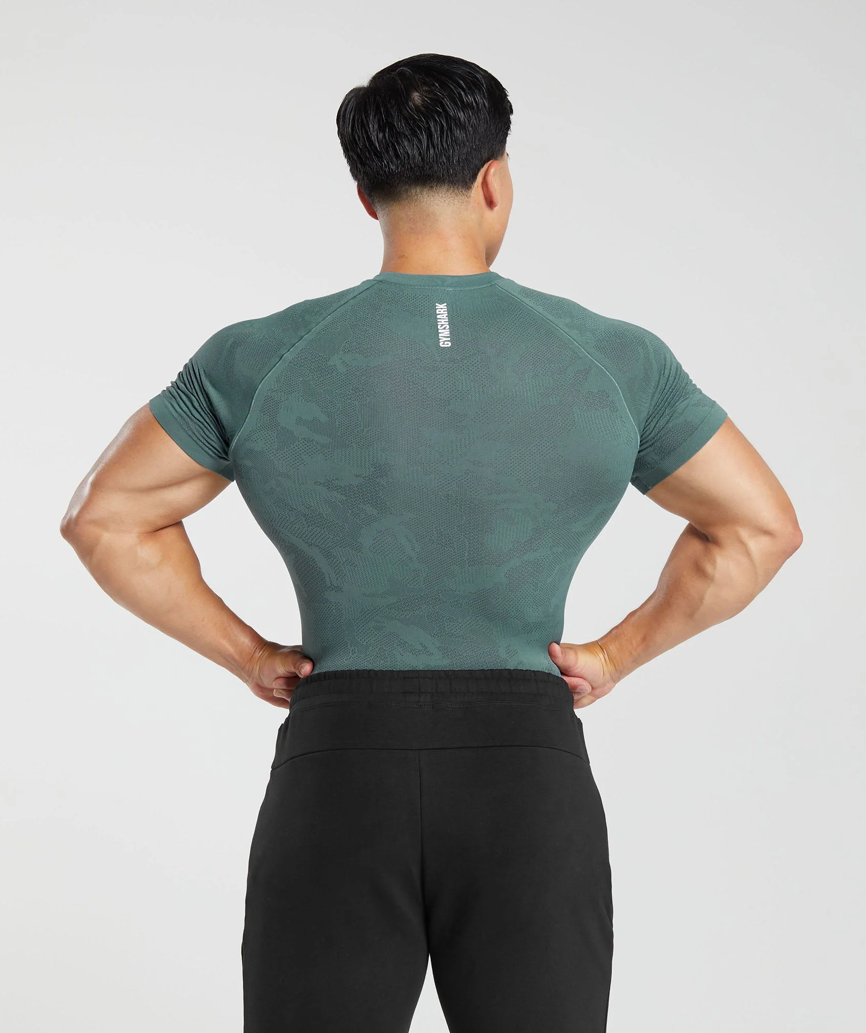 Gymshark Geo Seamless T-Shirt - Thunder Blue/Cosmic Grey - Image 2