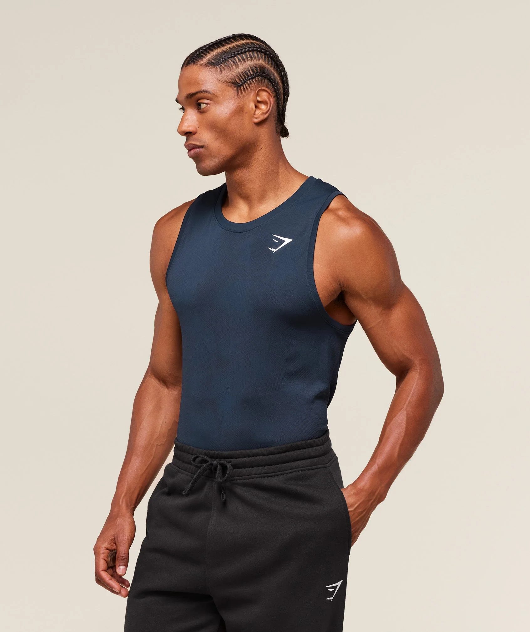 Gymshark Geo Seamless Tank - Navy/Heavy Blue - Image 2