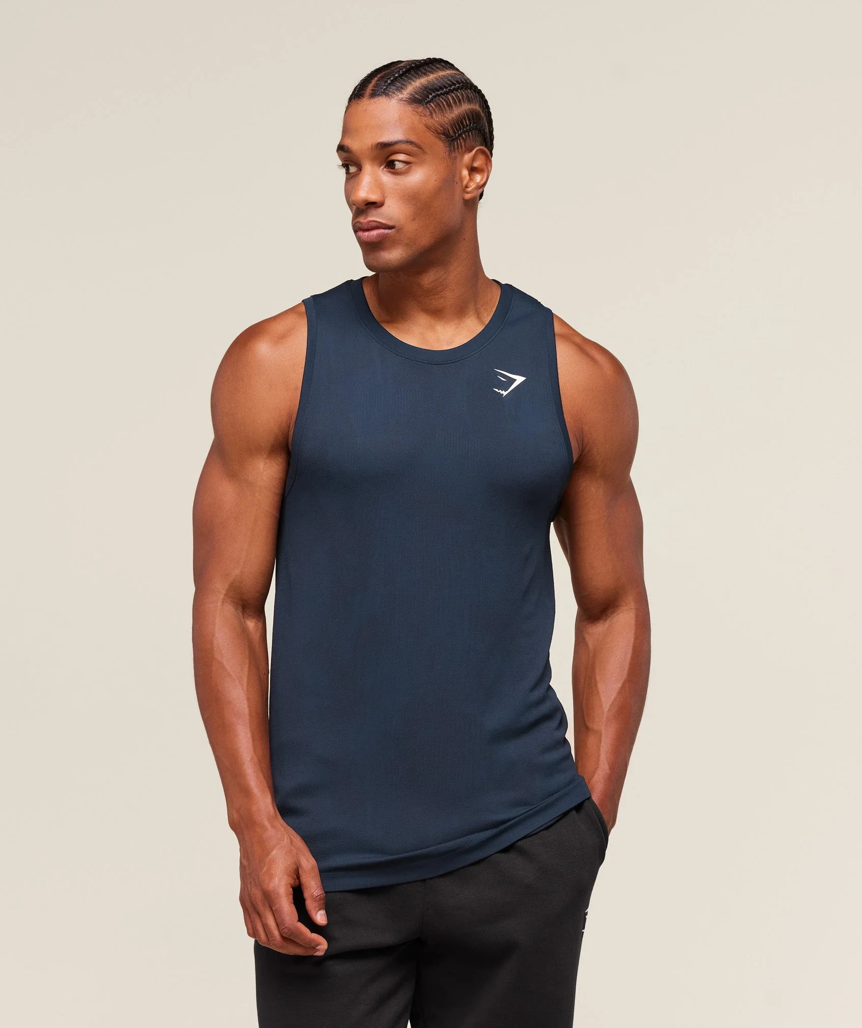 Gymshark Geo Seamless Tank - Navy/Heavy Blue - Image 4