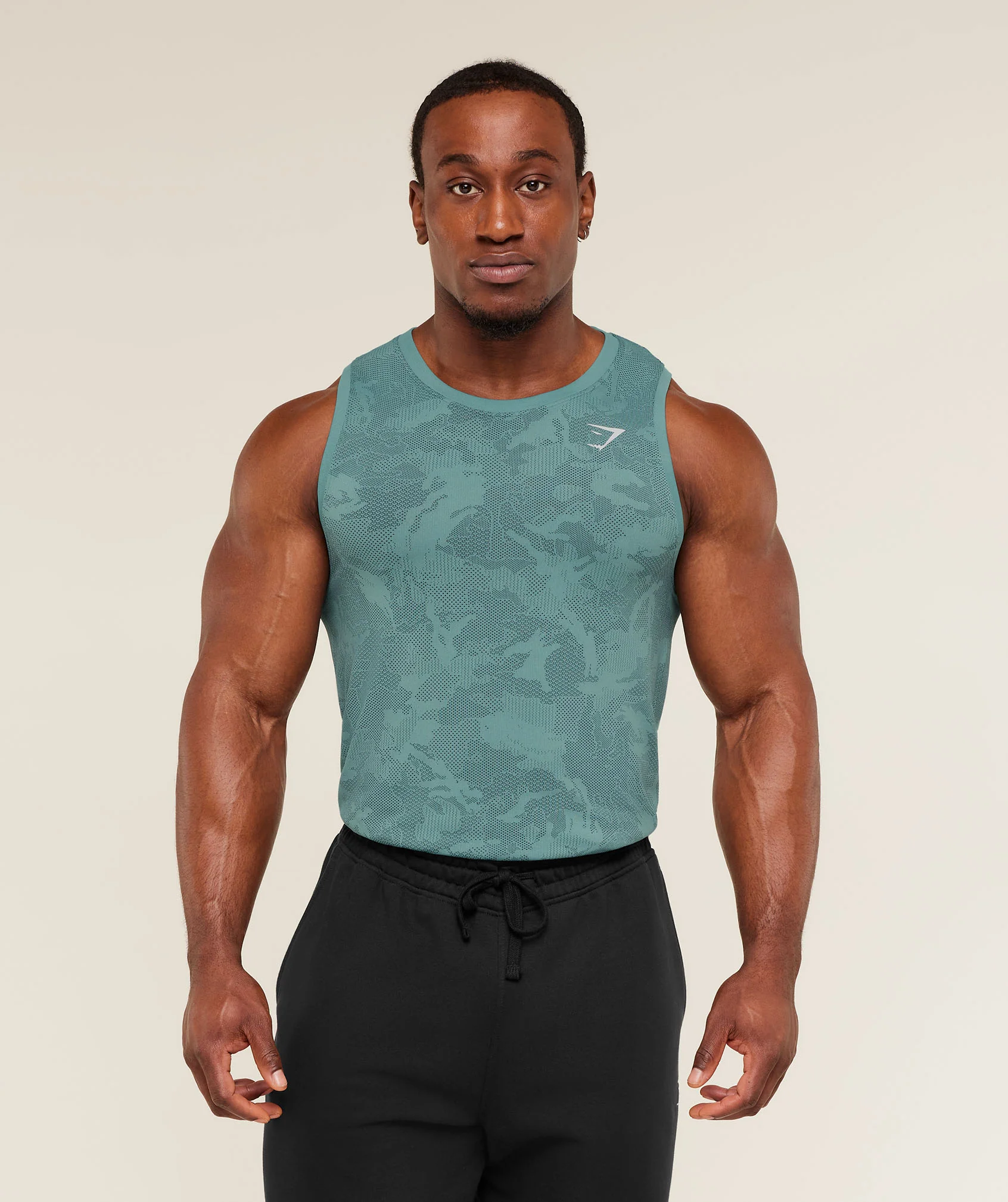 Gymshark Geo Seamless Tank -  Storm Blue /  Stealth Blue