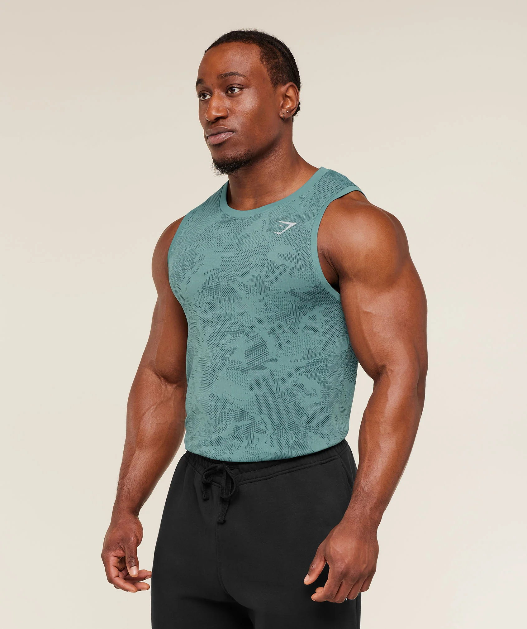 Gymshark Geo Seamless Tank -  Storm Blue /  Stealth Blue - Image 3