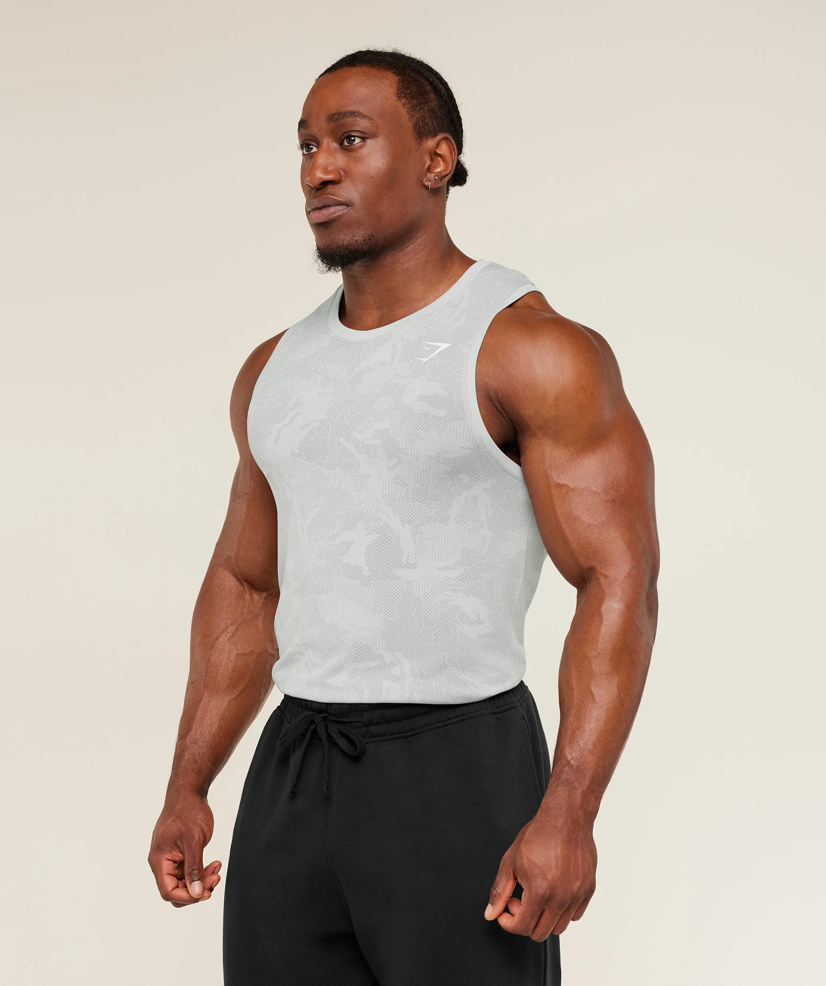 Gymshark Geo Seamless Tank - Light Grey/Smokey Grey - Image 3