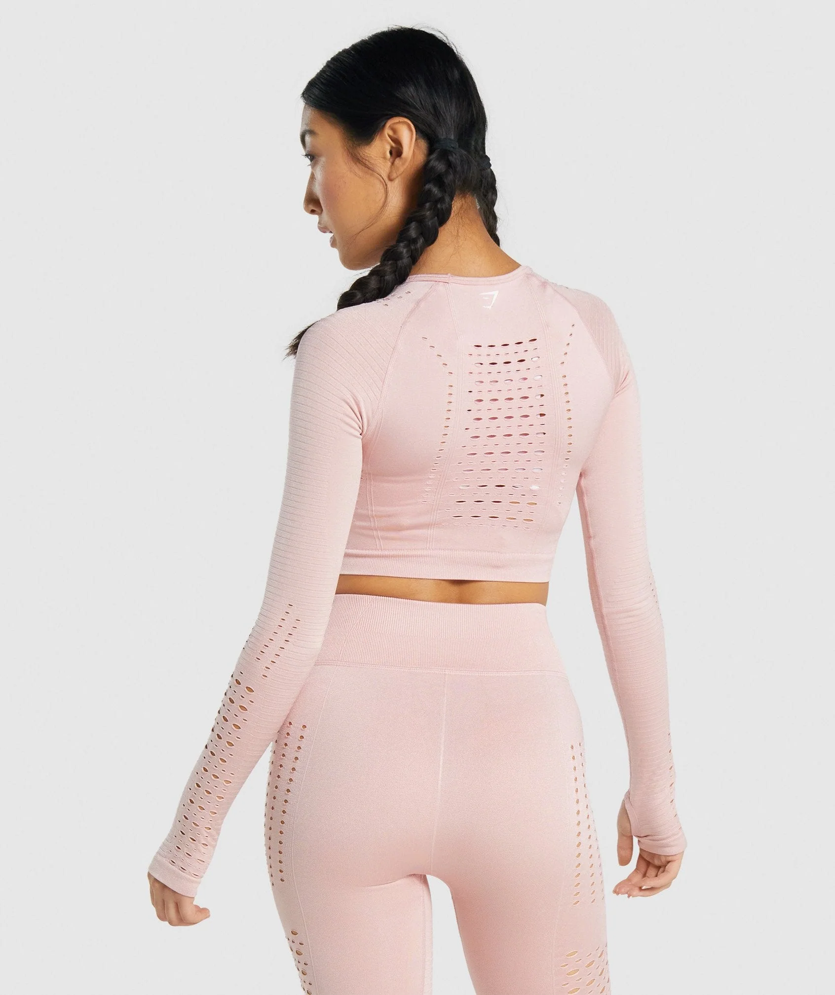 Gymshark Glow Long Sleeve Seamless Crop Top - Light Pink - Image 2