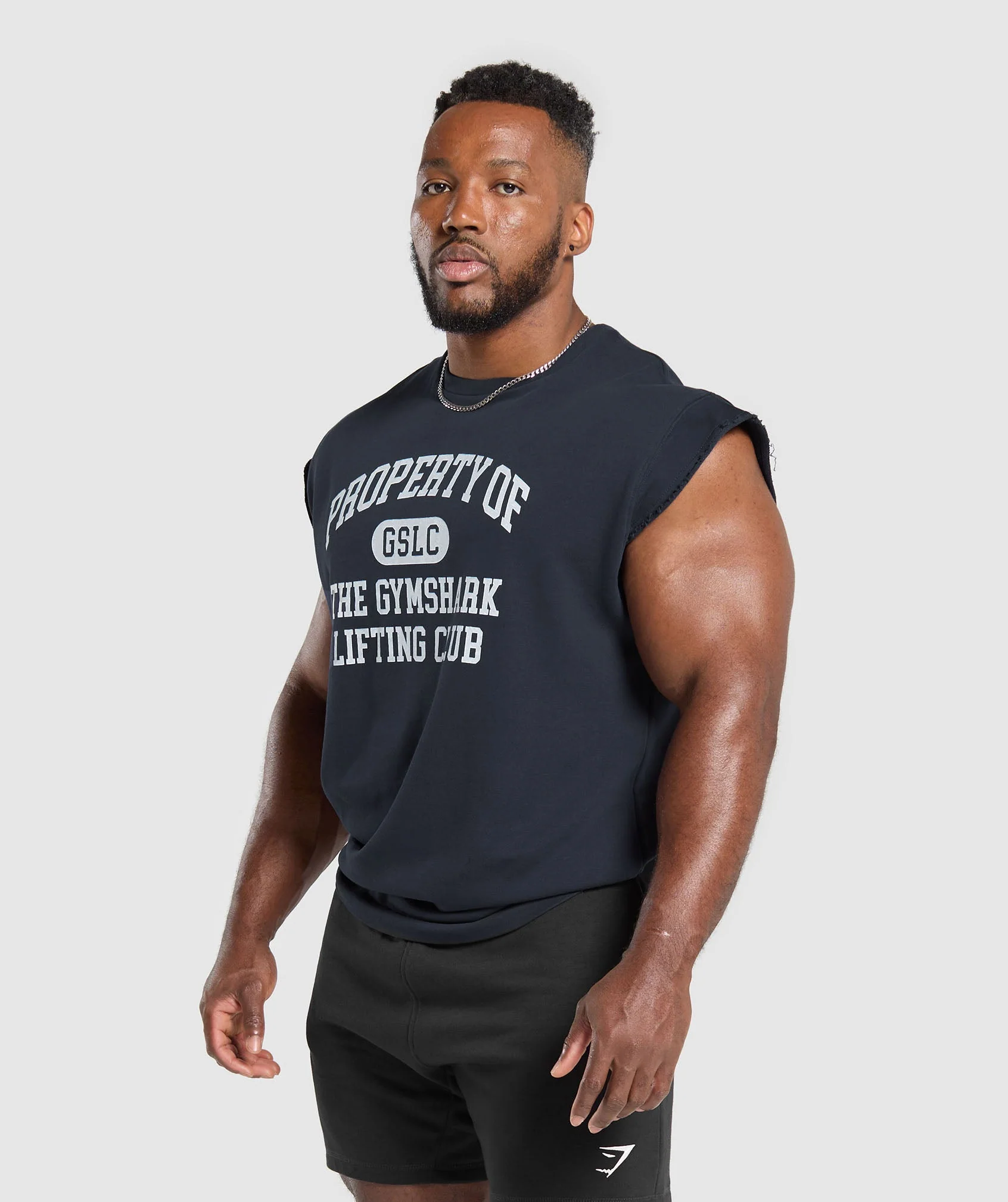 Gymshark Graphic Cut Off T-Shirt - Heavy Blue - Image 2