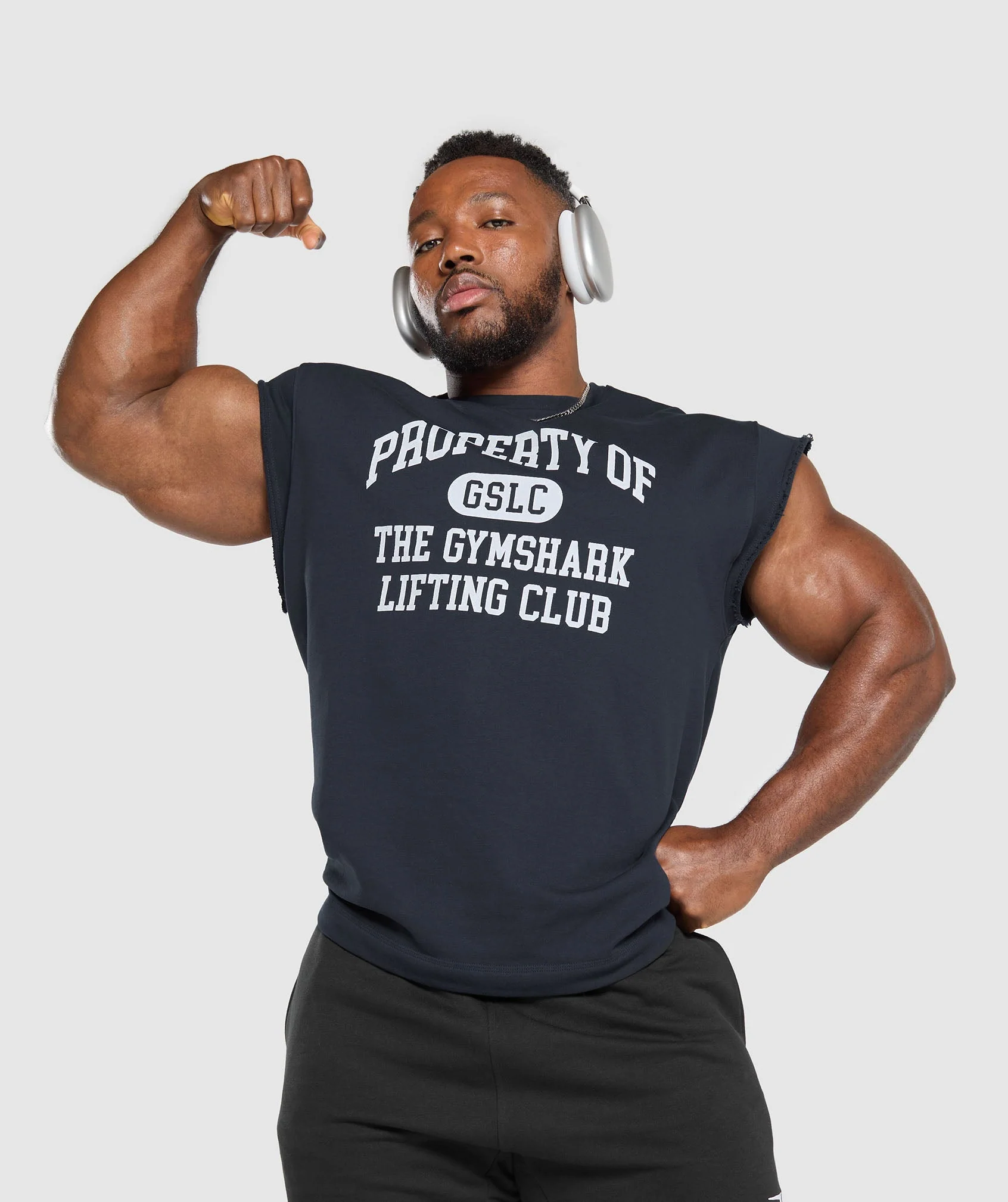Gymshark Graphic Cut Off T-Shirt - Heavy Blue - Image 3