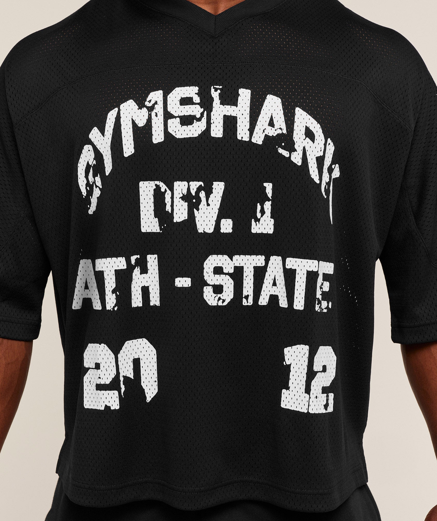 Gymshark Graphic Mesh Oversized T-Shirt - Black - Image 7
